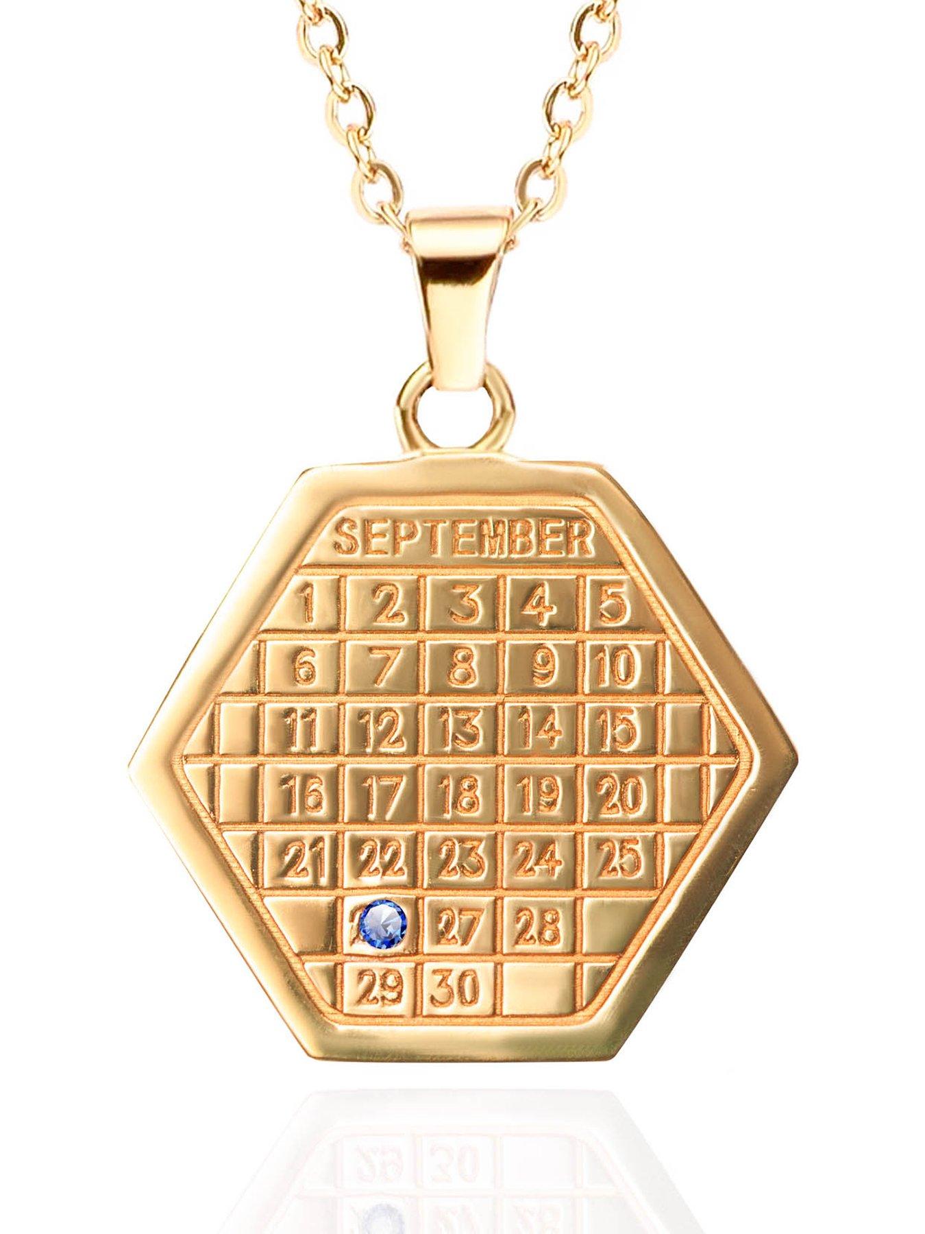 The Love Collection Birthstone Calendar Pendant Necklace - Gold