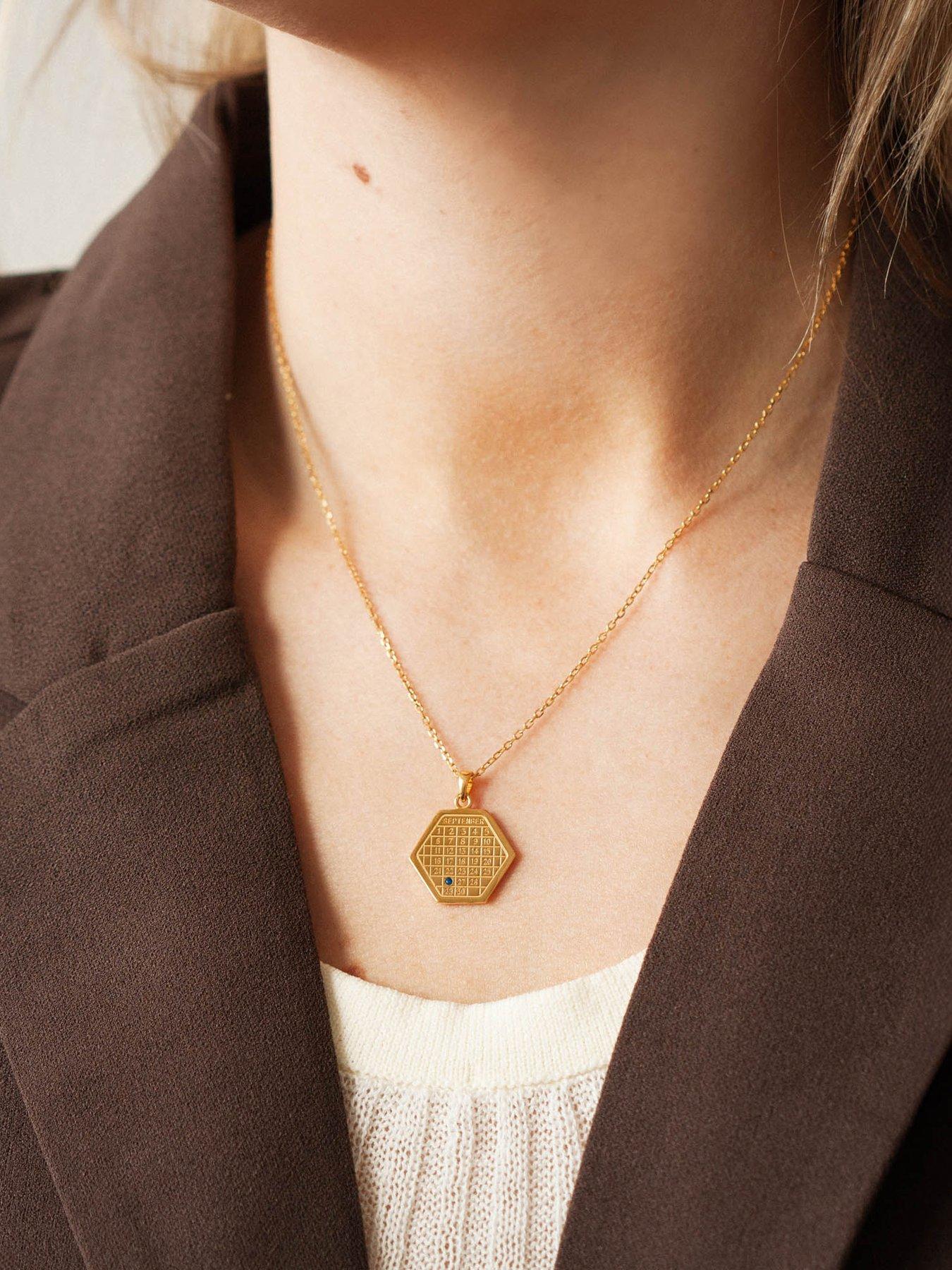 Image 2 of 5 of The Love Collection Birthstone Calendar Pendant Necklace - Gold