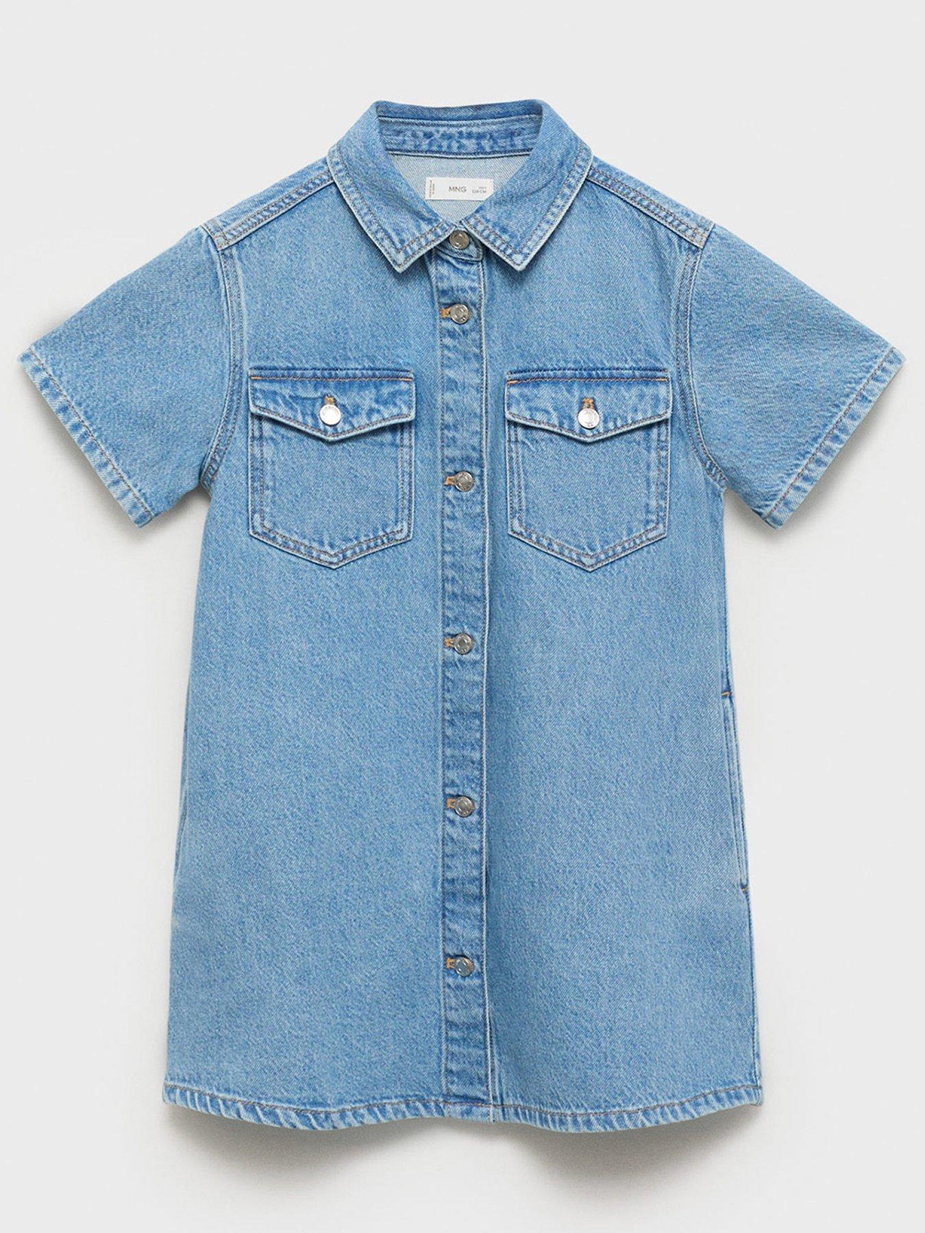 mango-girls-short-sleeve-denim-dress-blue