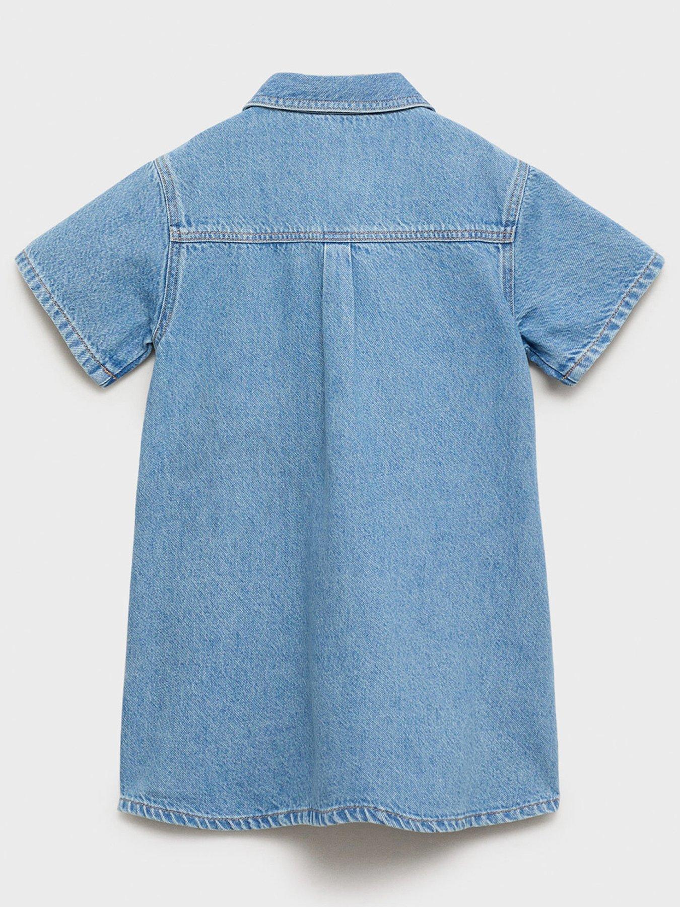  image of mango-girls-short-sleeve-denim-dress-blue