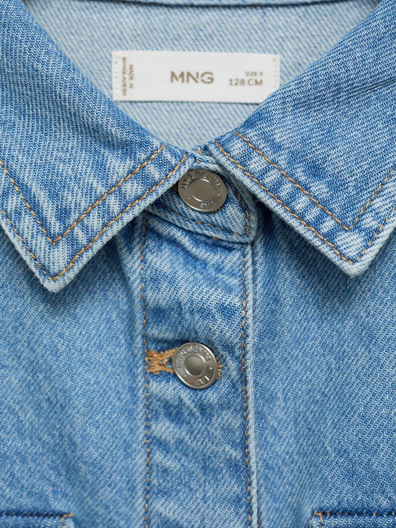  image of mango-girls-short-sleeve-denim-dress-blue