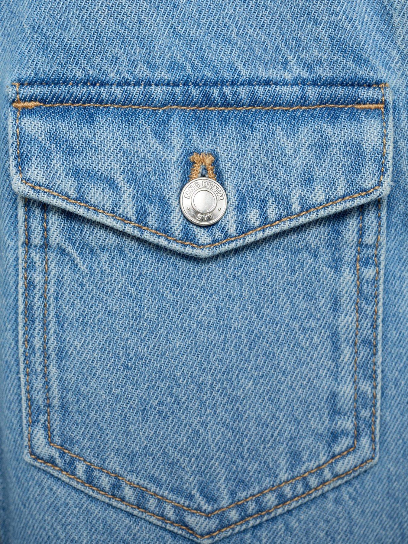  image of mango-girls-short-sleeve-denim-dress-blue