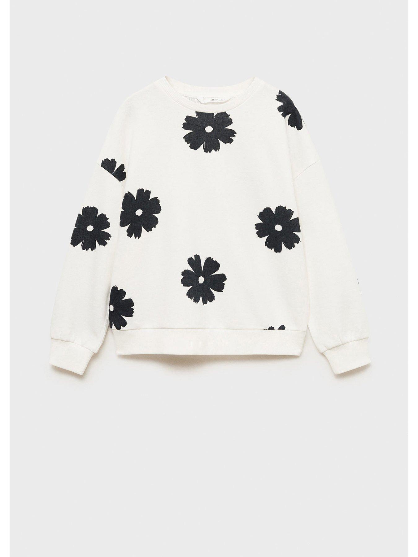  image of mango-girls-flower-printed-sweatshirt--light-cream