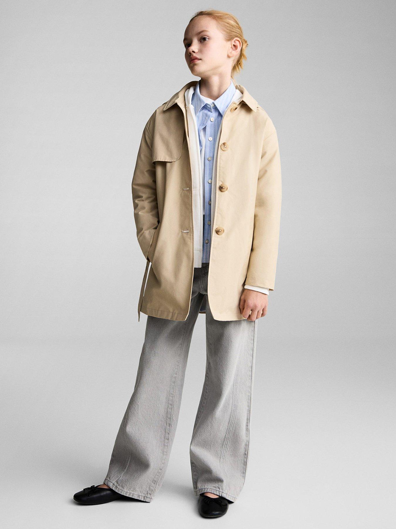  image of mango-girls-hooded-trench-coat-brown