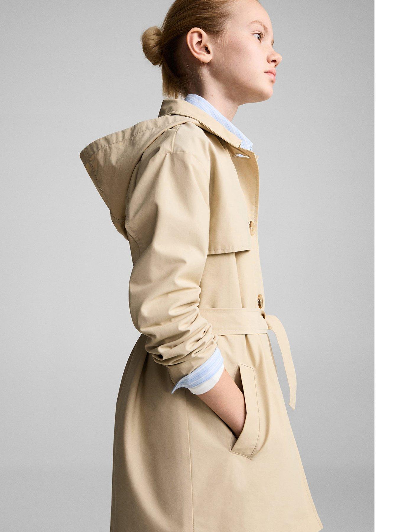  image of mango-girls-hooded-trench-coat-brown