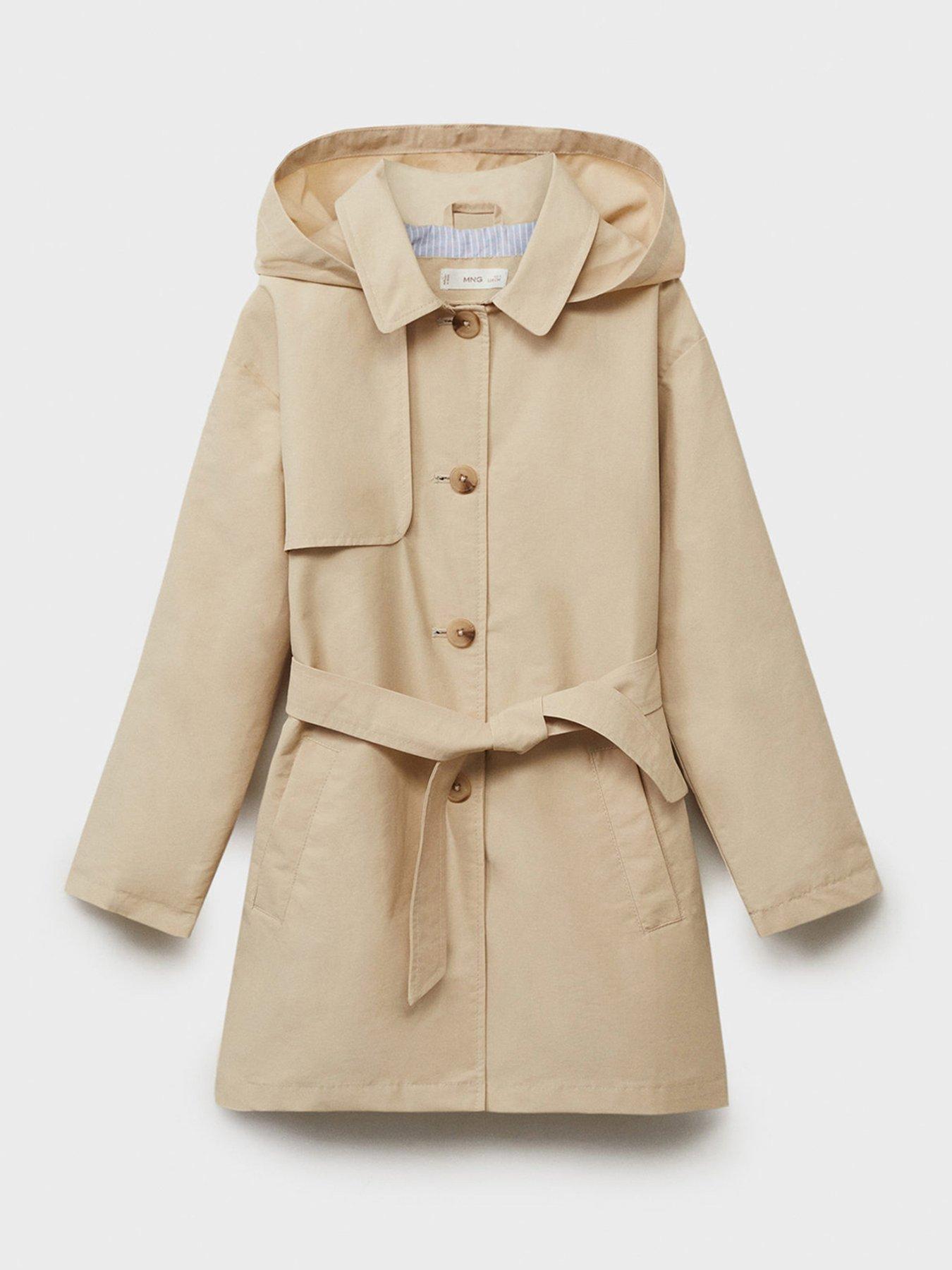  image of mango-girls-hooded-trench-coat-brown
