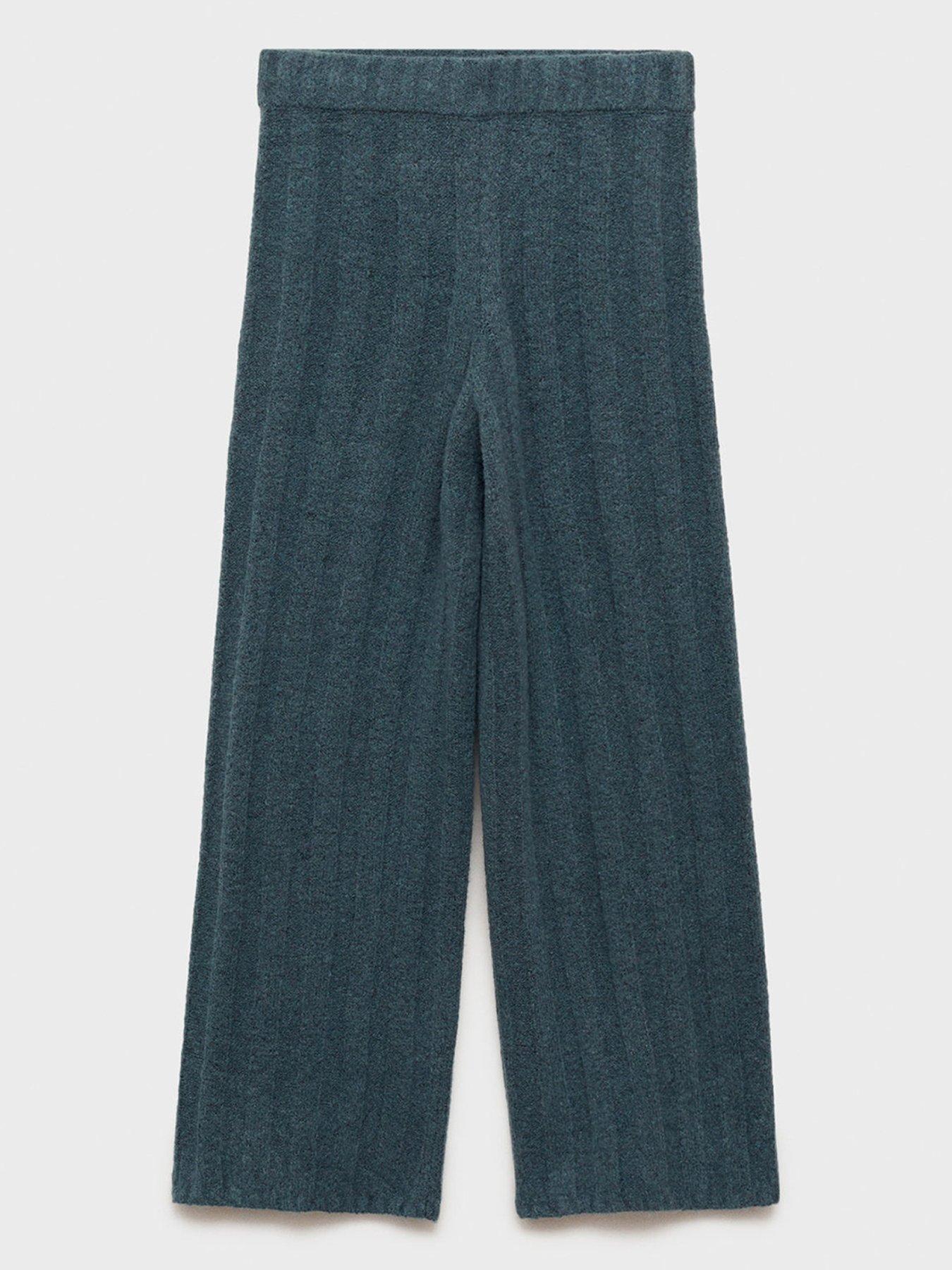  image of mango-girls-co-ord-knitted-stripe-trousers-dark-blue