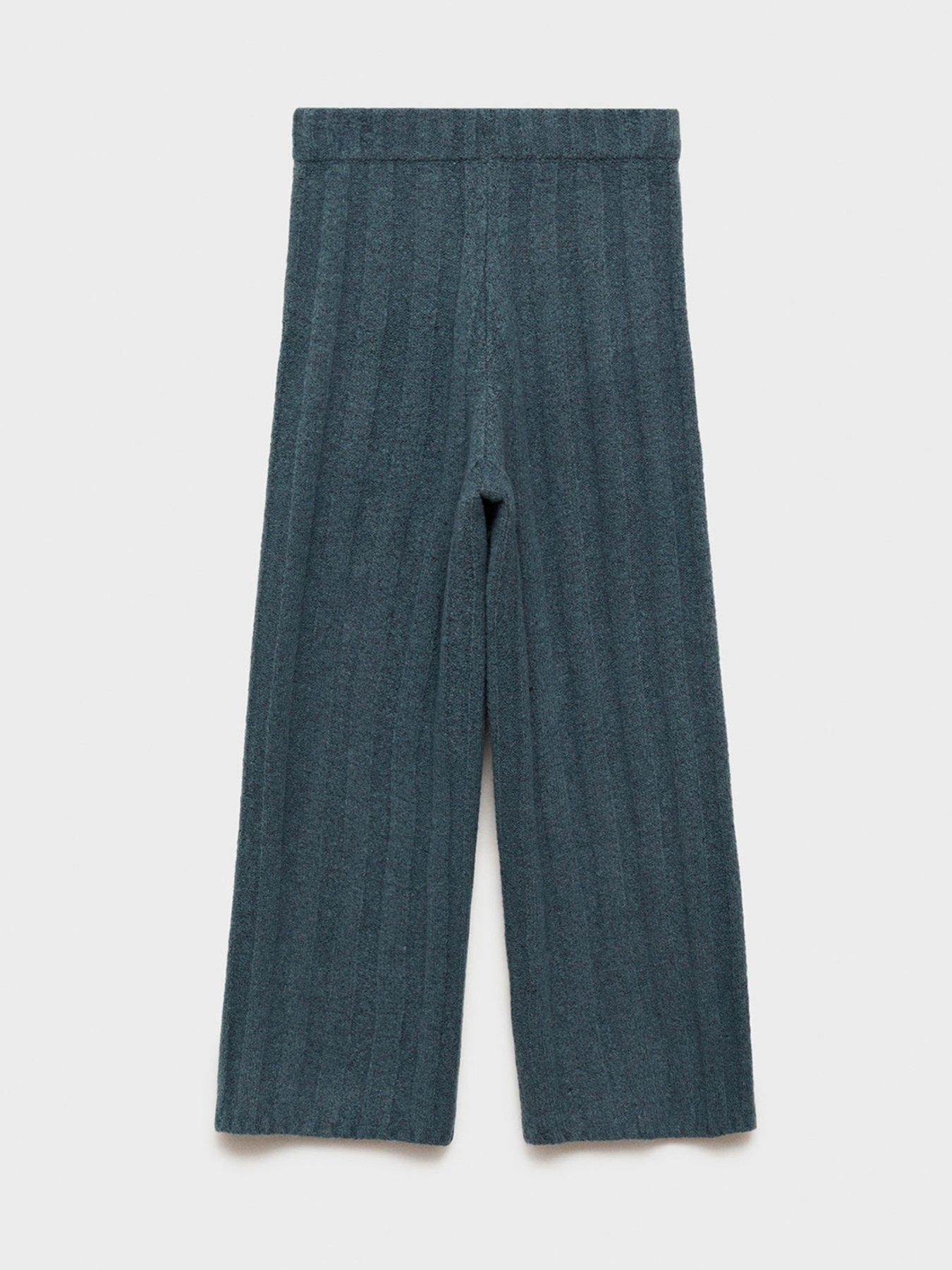 image of mango-girls-co-ord-knitted-stripe-trousers-dark-blue