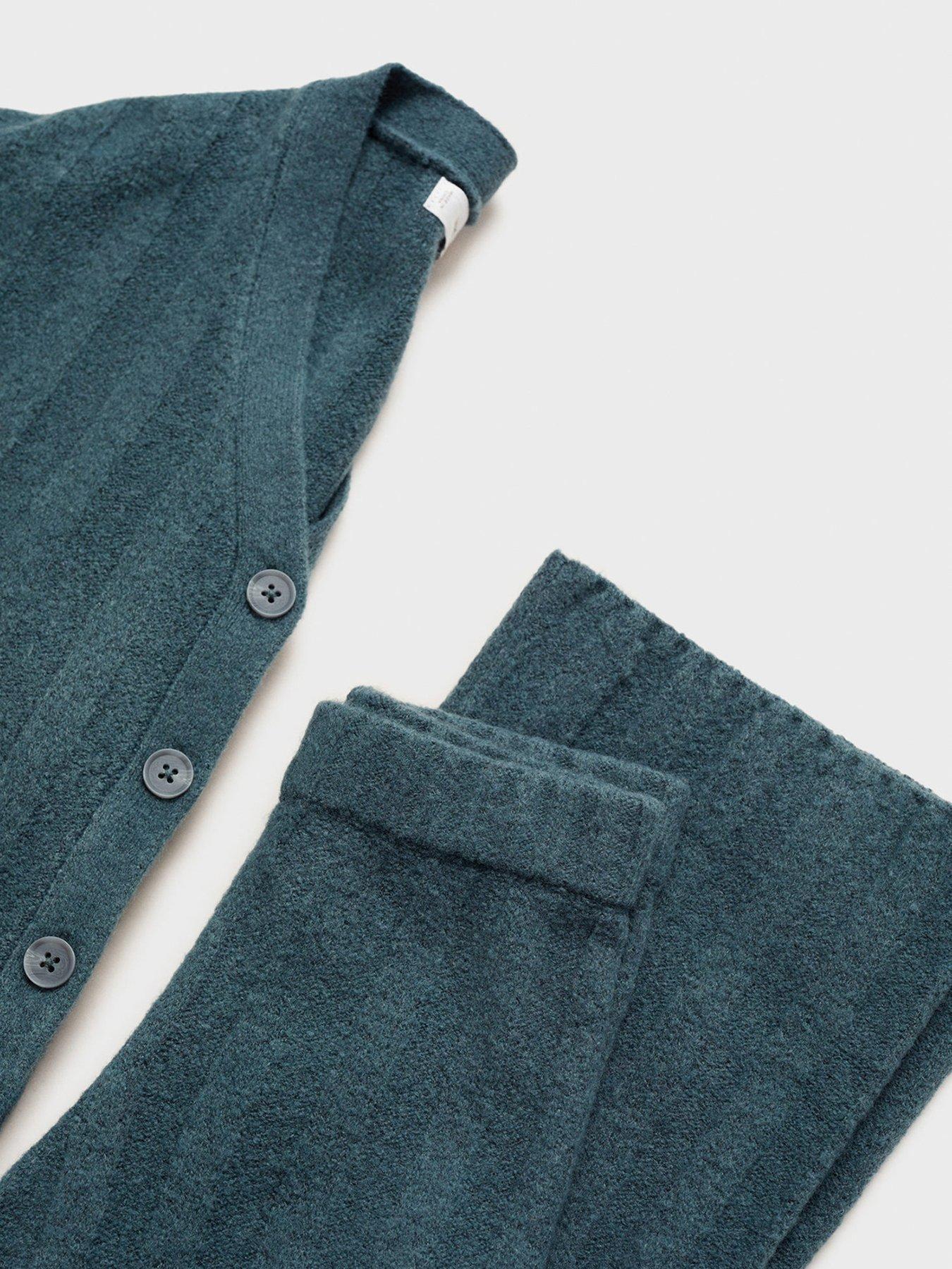  image of mango-girls-co-ord-knitted-stripe-trousers-dark-blue