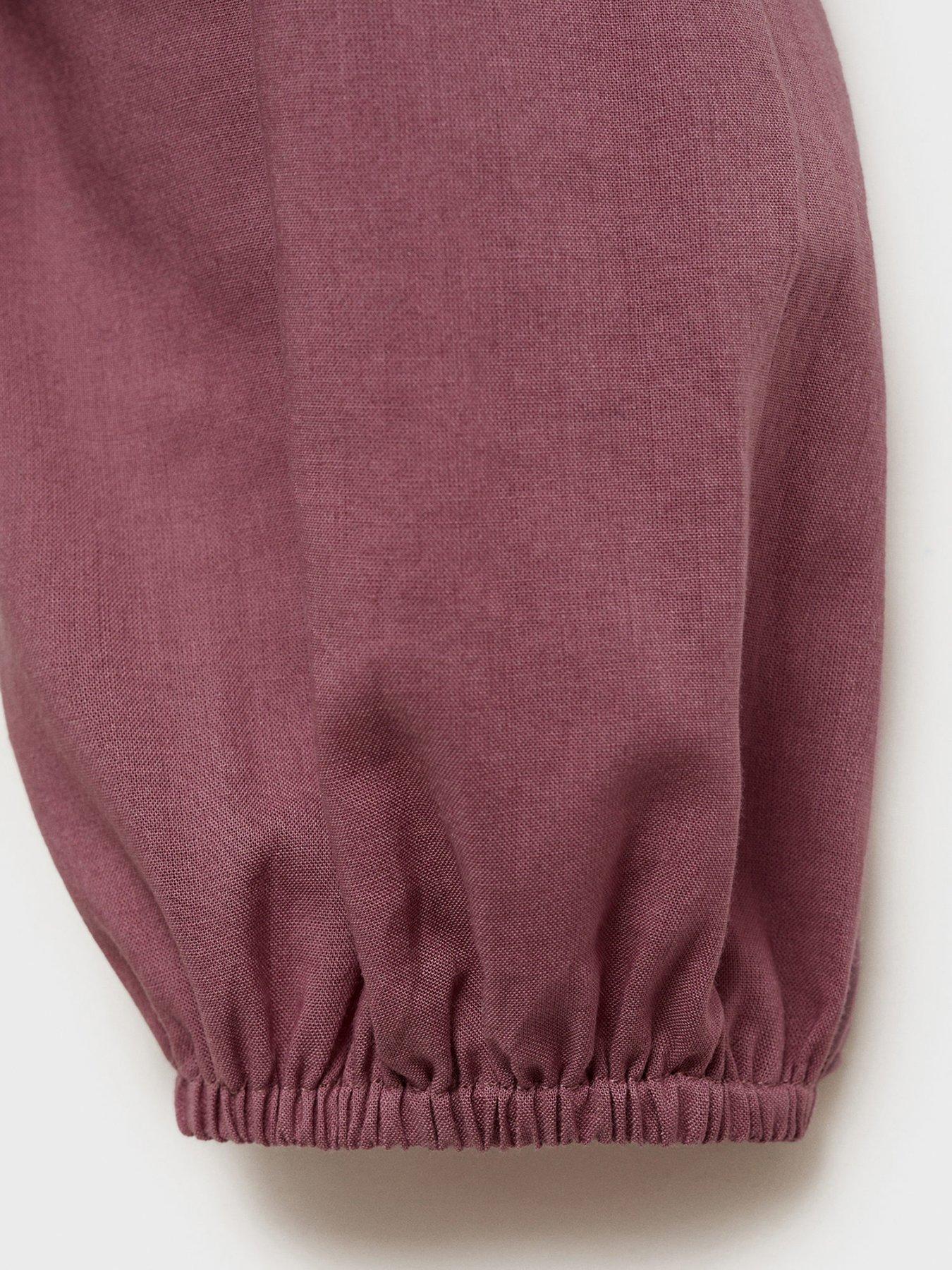  image of mango-girls-shirred-long-sleeve-blouse-dark-pink