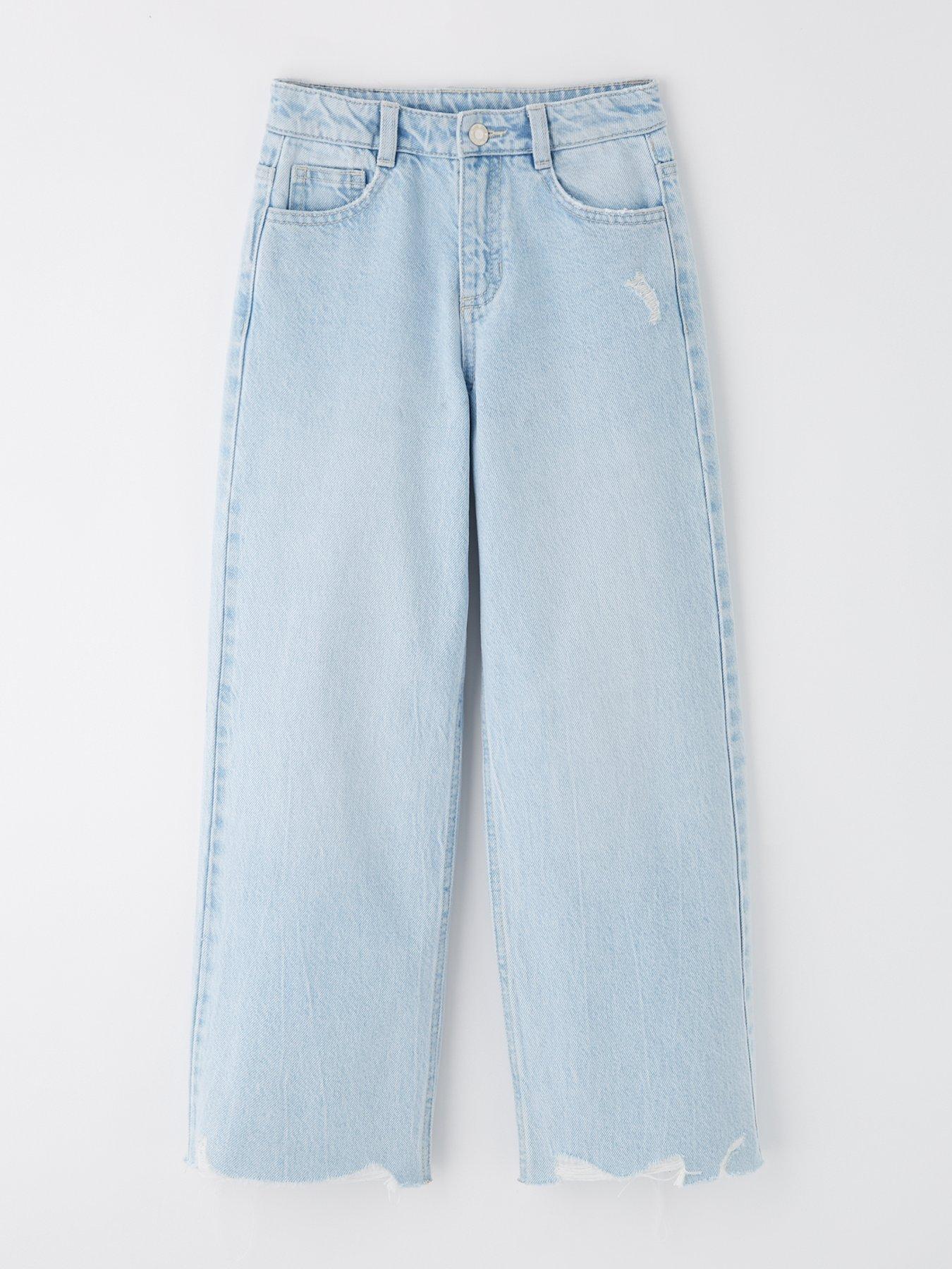 undefined Girls Wide Leg Jeans - Light Blue