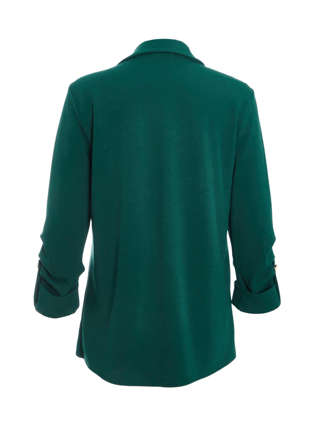 Image 6 of 6 of Quiz Bottle Green Ruched Sleeve Blazer