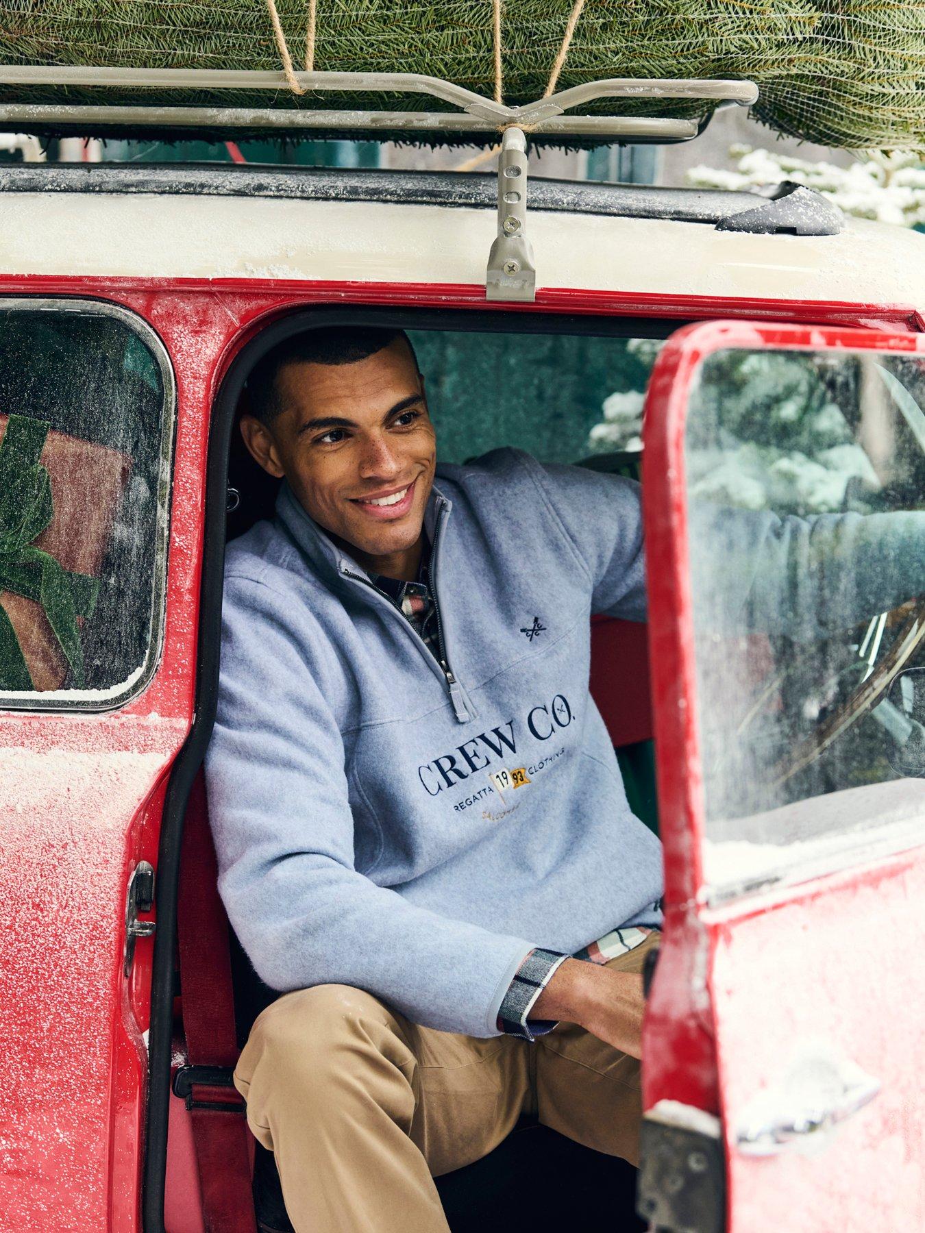 undefined Embroidered Microfleece 1/2 Zip Sweatshirt- Grey