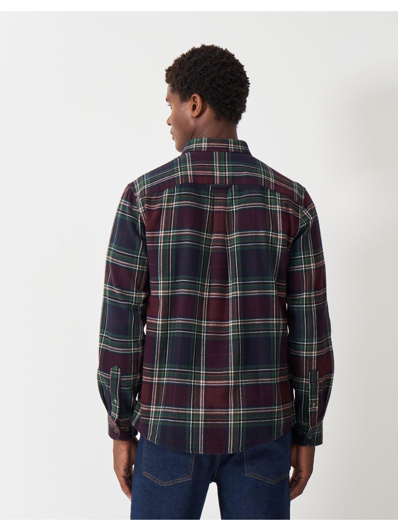 image of crew-clothing-long-sleeve-checked-cotton-shirt--red