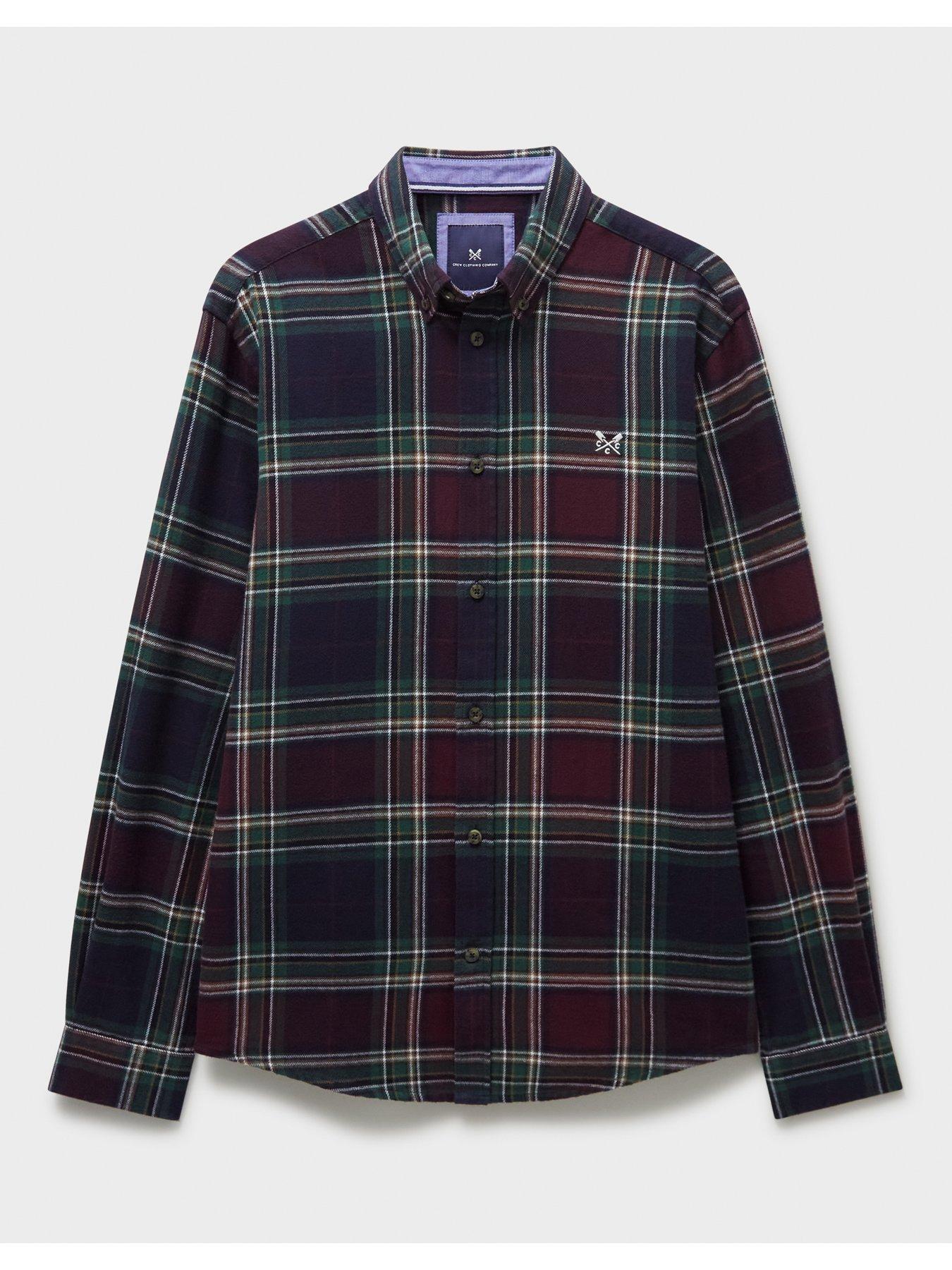  image of crew-clothing-long-sleeve-checked-cotton-shirt--red