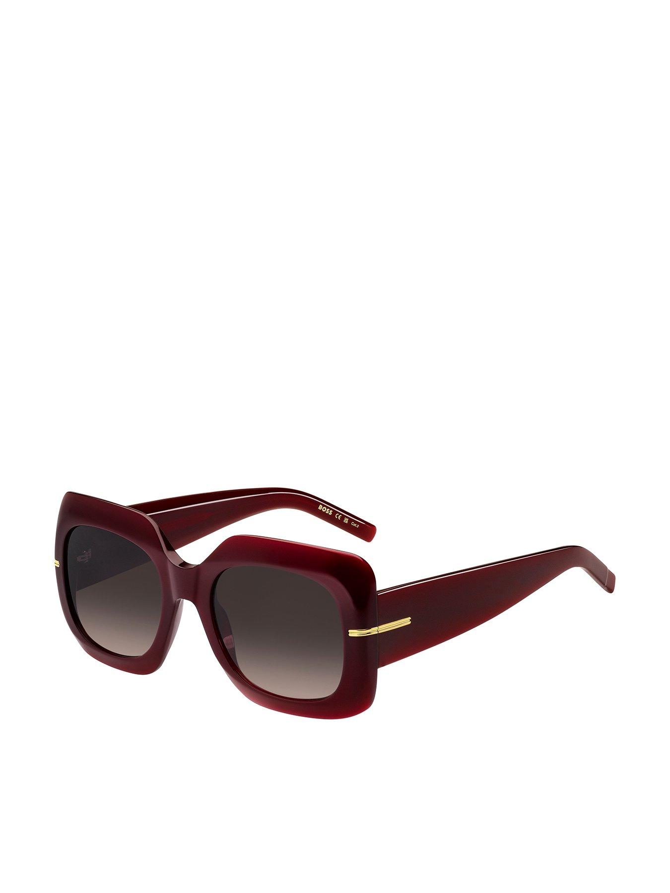  image of boss-oversized-acetate-frame-sunglasses-burgundy