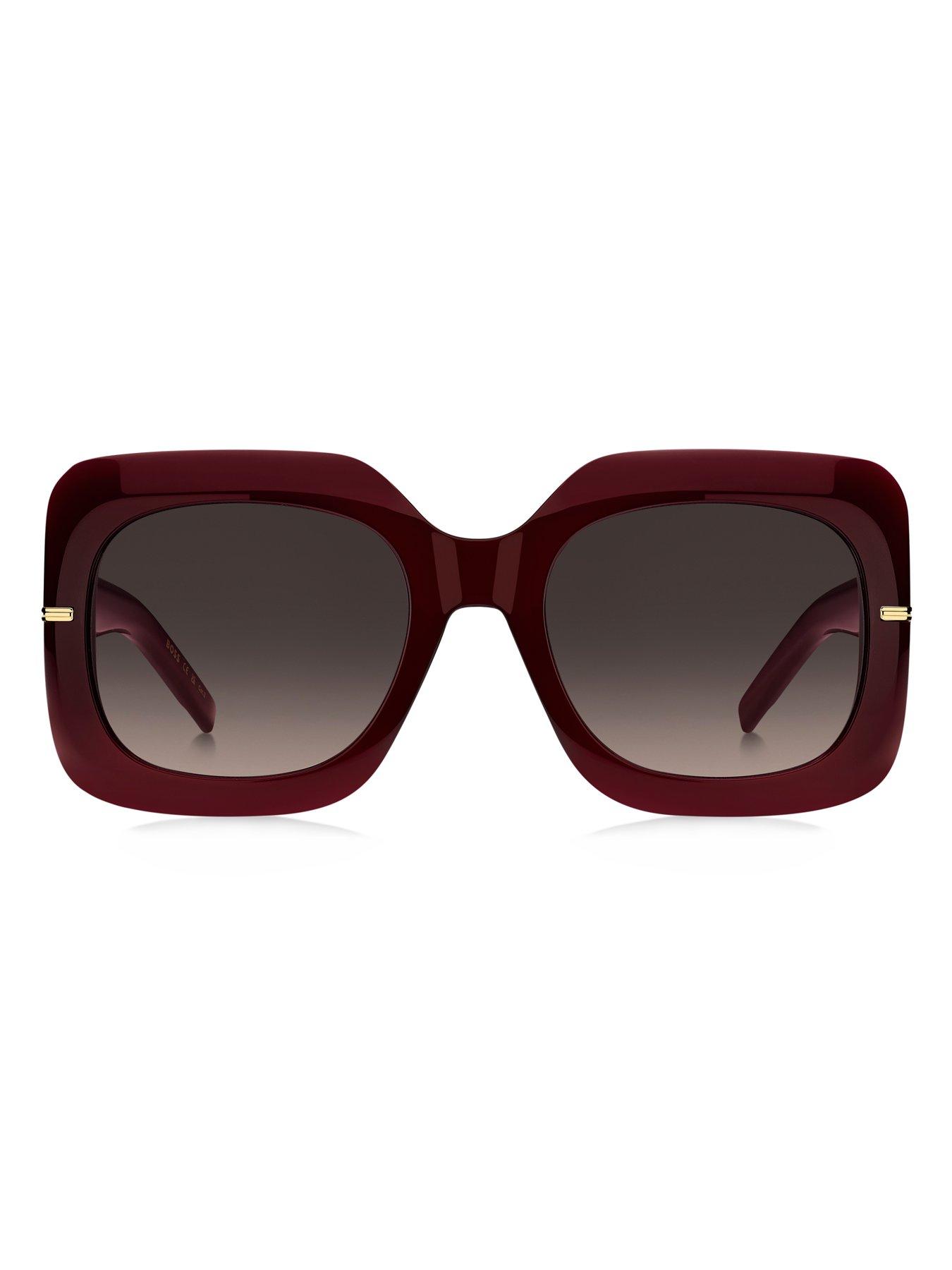  image of boss-oversized-acetate-frame-sunglasses-burgundy