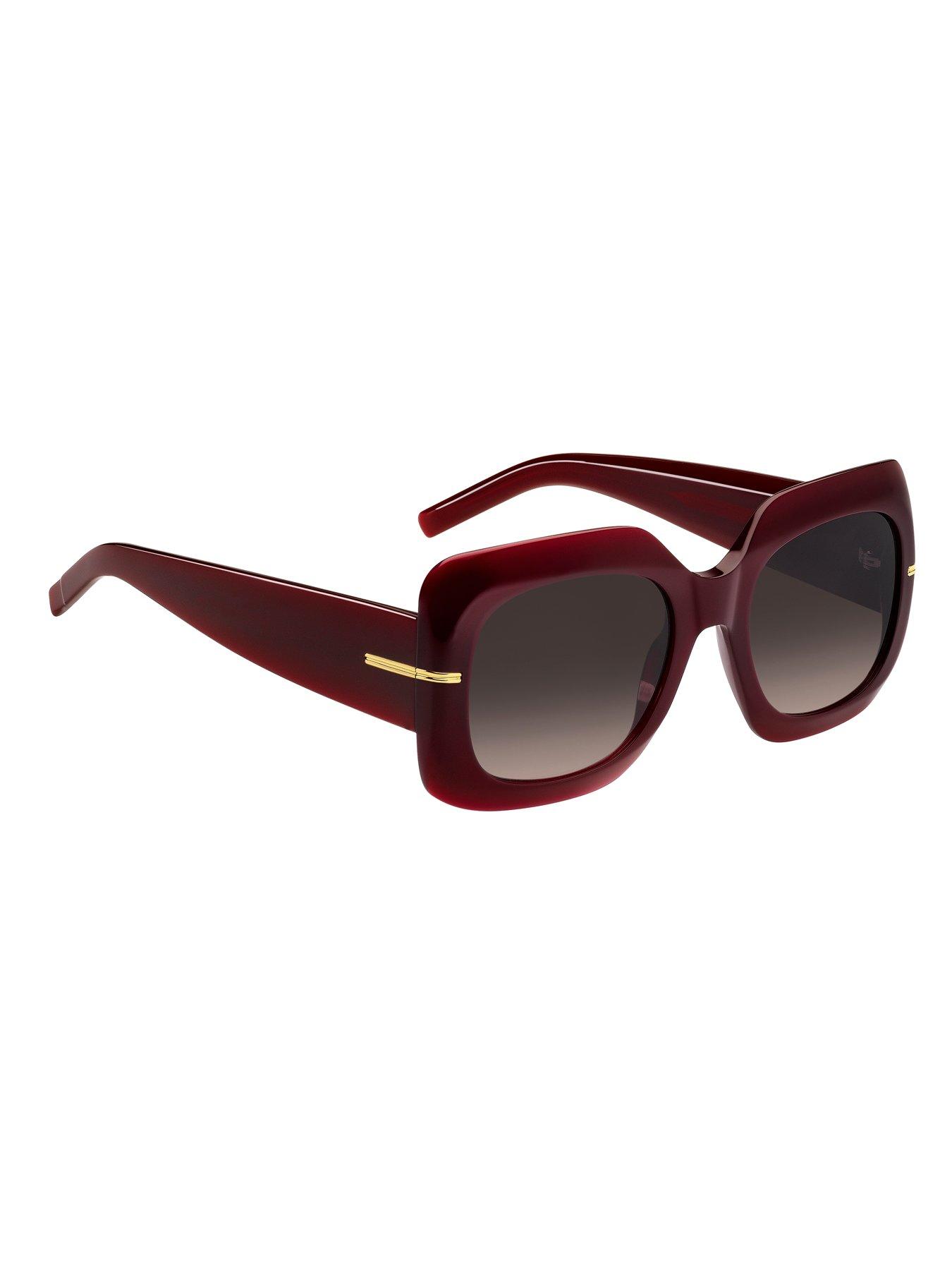  image of boss-oversized-acetate-frame-sunglasses-burgundy