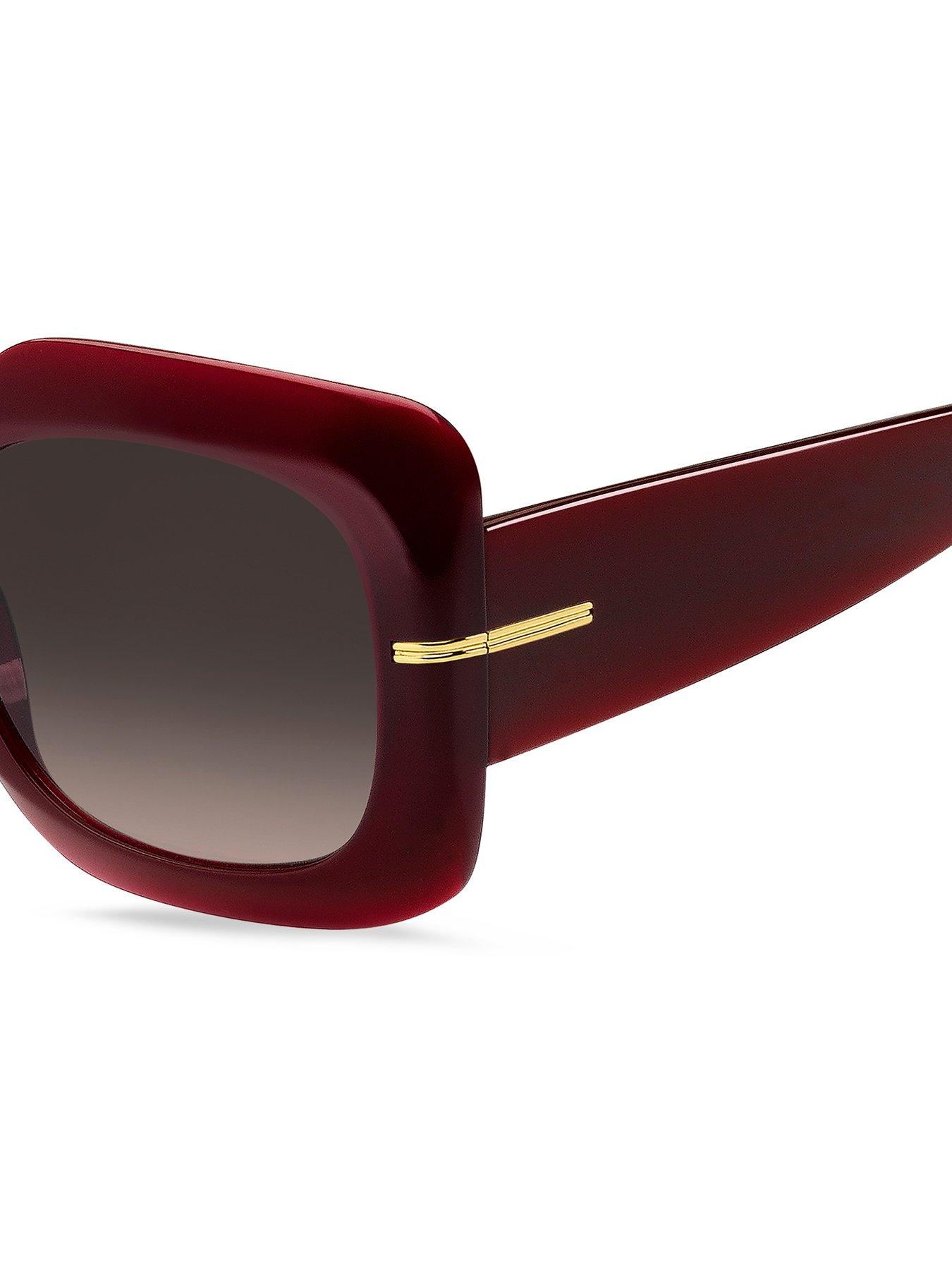  image of boss-oversized-acetate-frame-sunglasses-burgundy