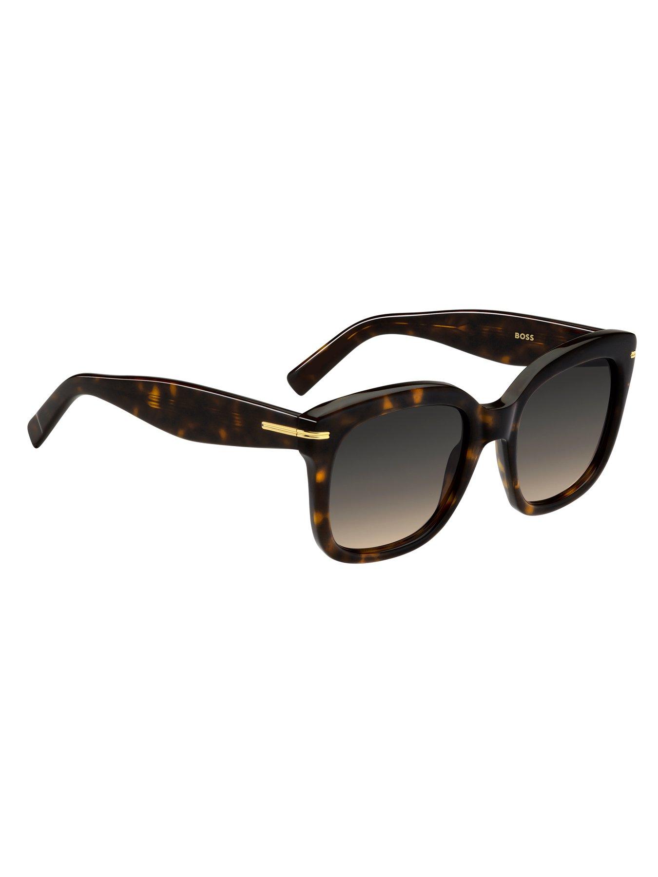  image of boss-oversized-acetate-frame-sunglasses-brown