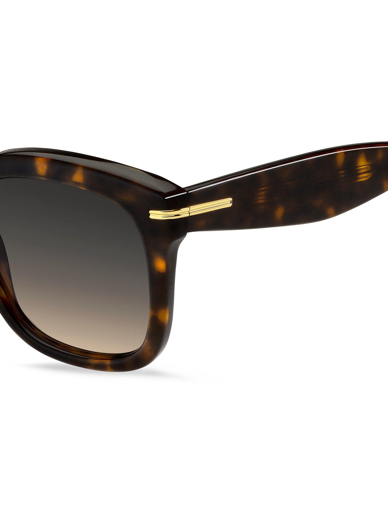  image of boss-oversized-acetate-frame-sunglasses-brown