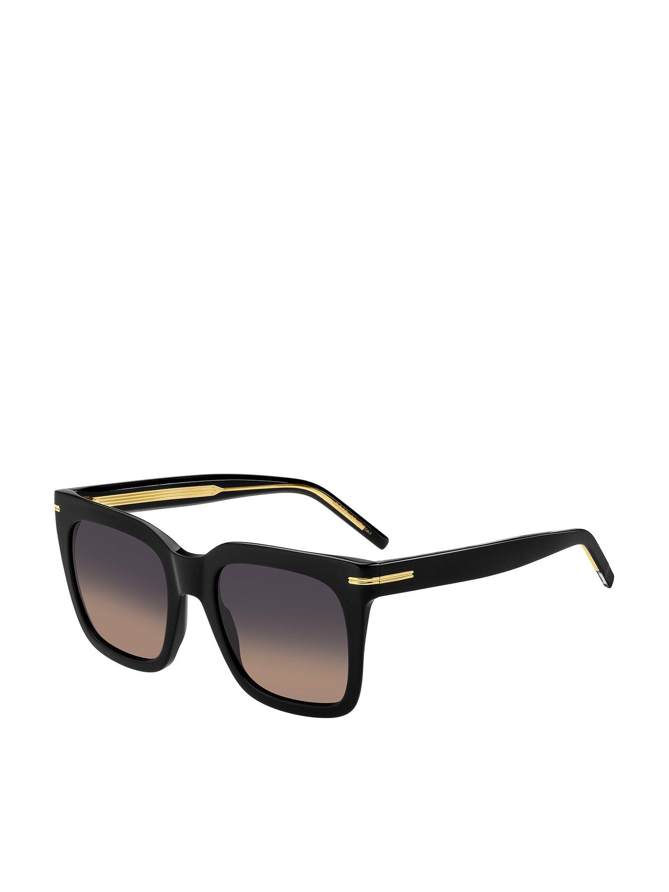  image of boss-clear-acetate-frame-sunglasses-black