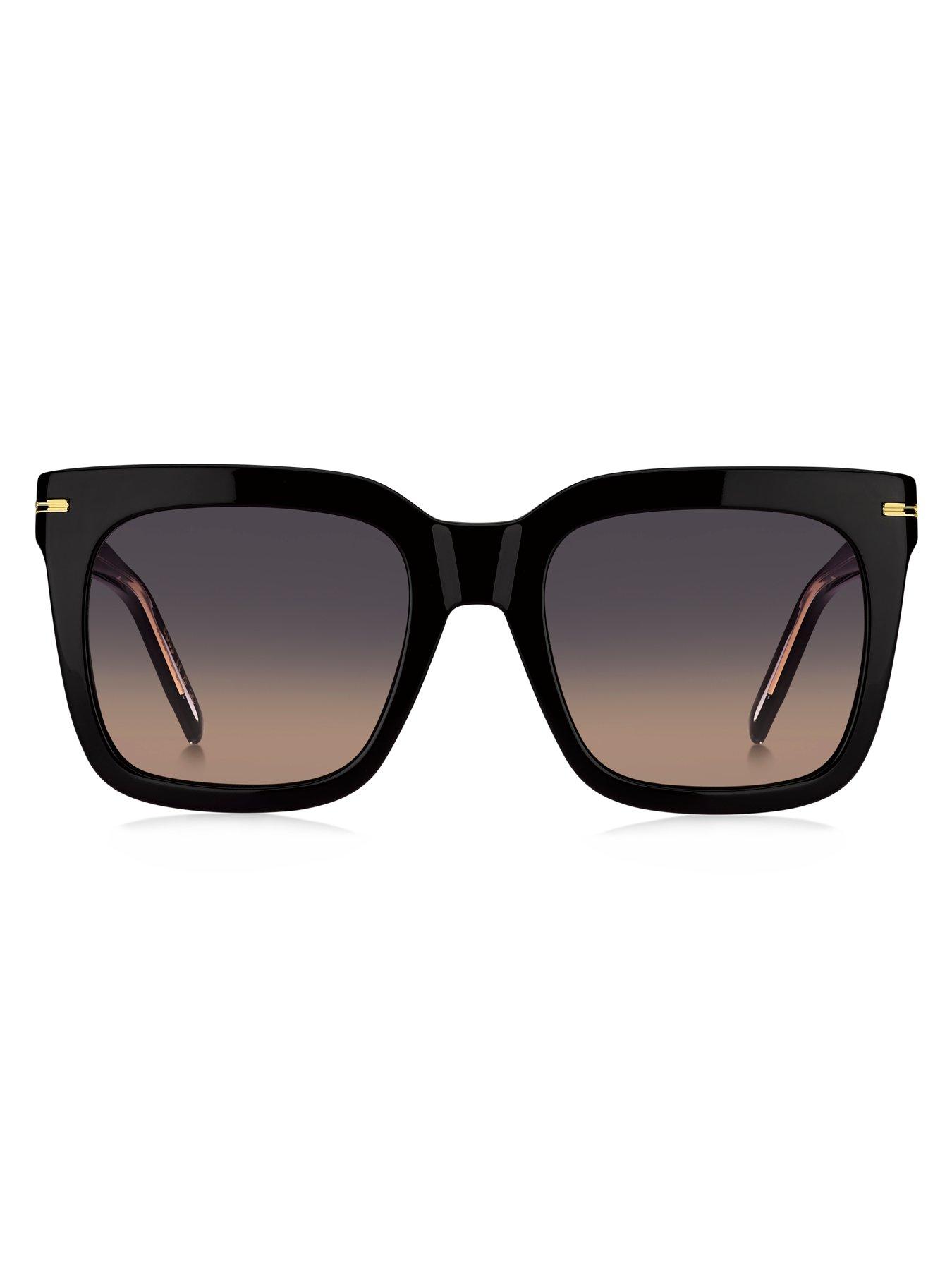  image of boss-clear-acetate-frame-sunglasses-black