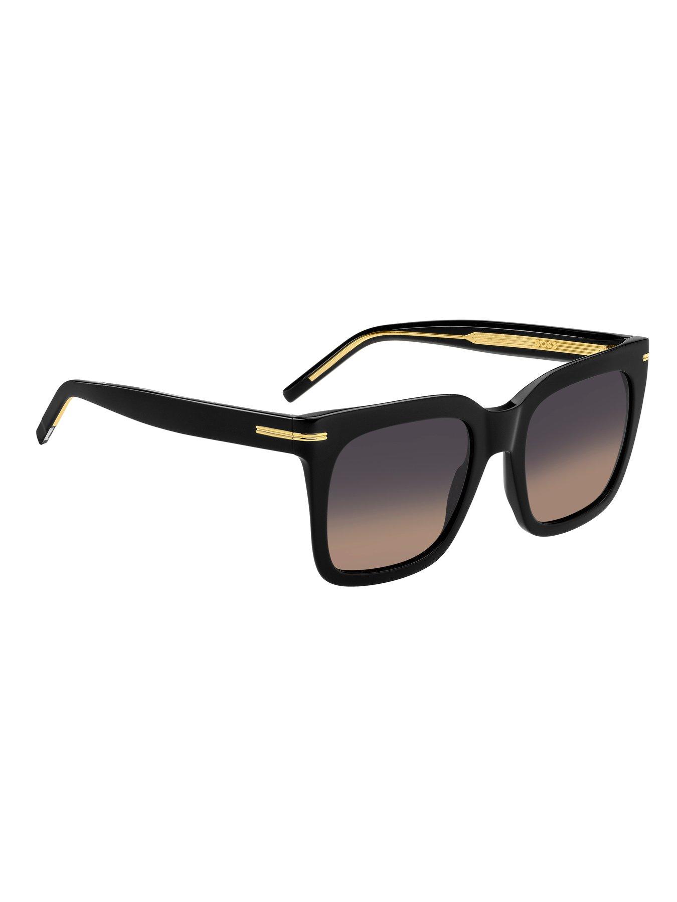  image of boss-clear-acetate-frame-sunglasses-black