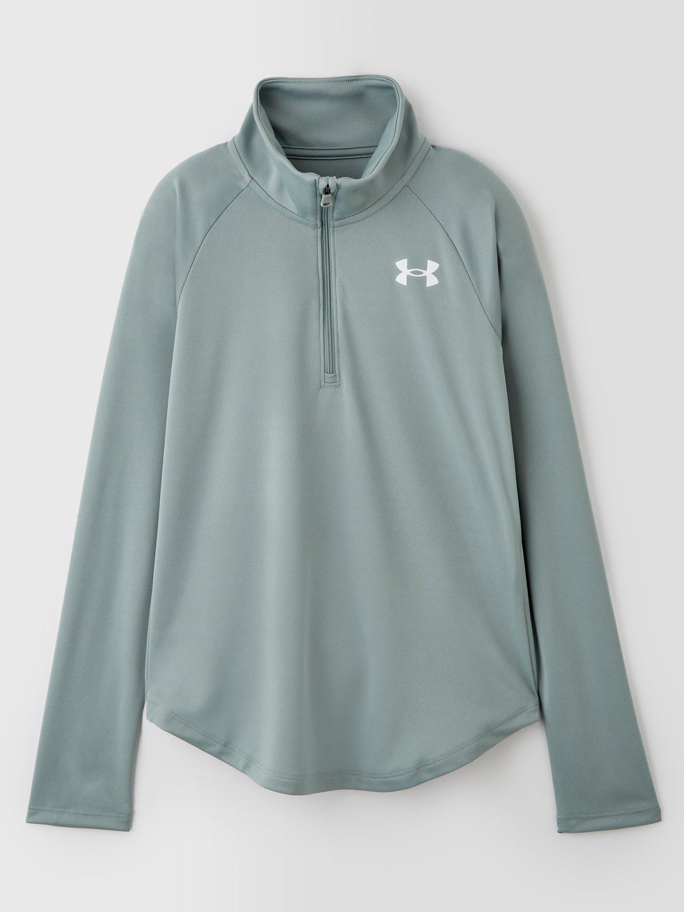 under-armour-junior-girls-training-tech-graphic-12-zip-top-green