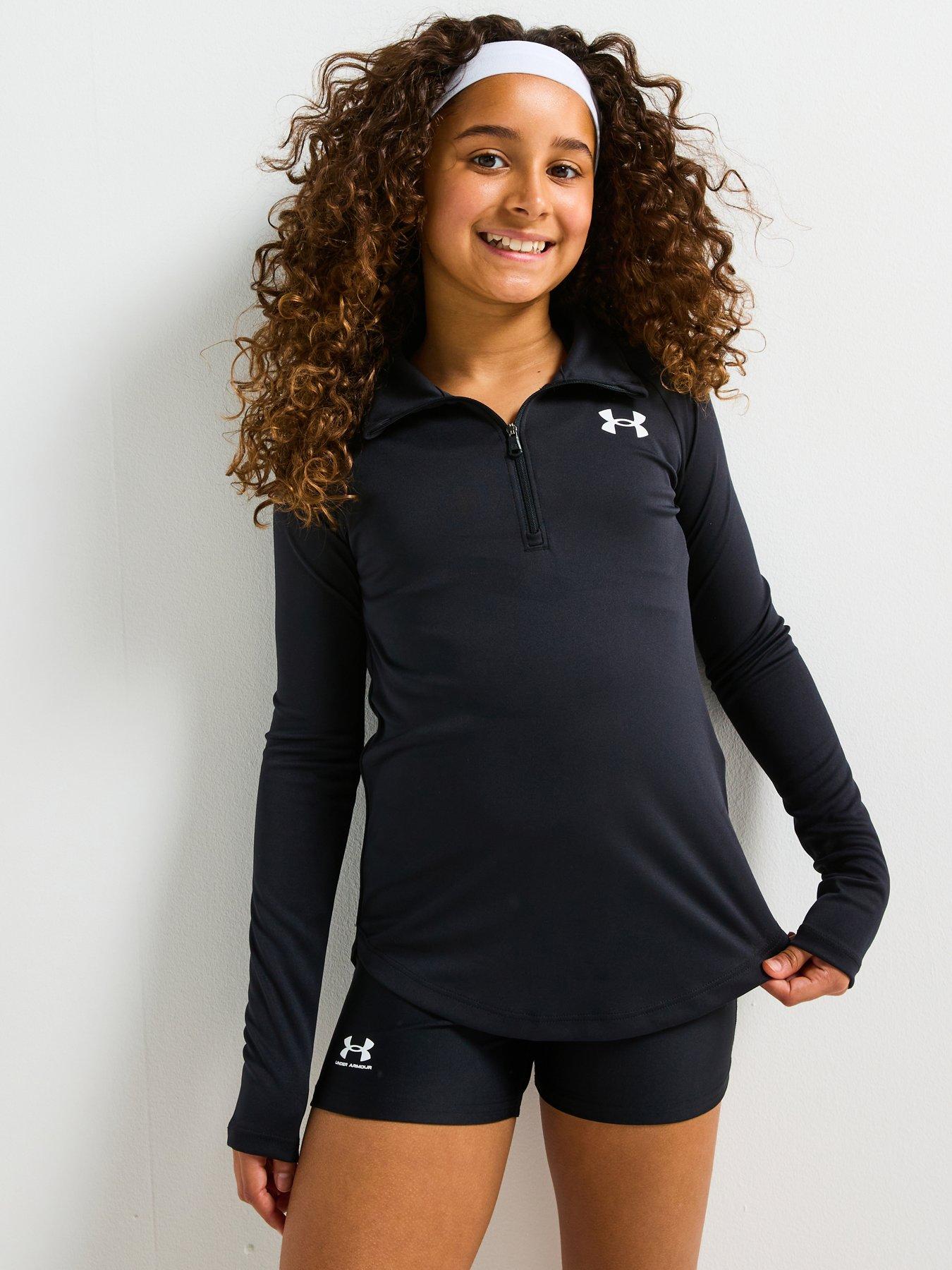 under-armour-junior-girls-training-tech-graphic-12-zip-top-black