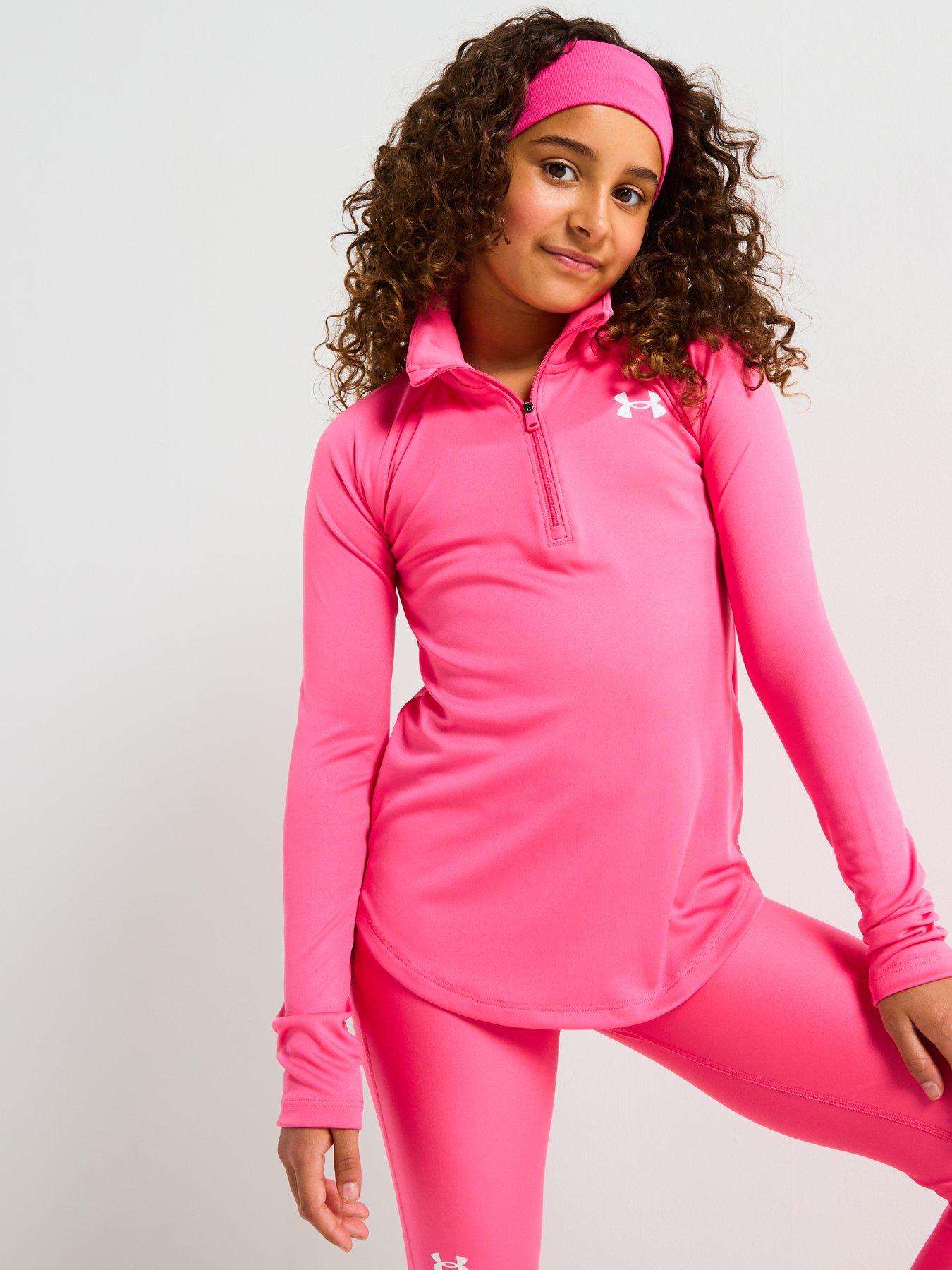 under-armour-junior-girls-training-tech-graphic-12-zip-top-pink