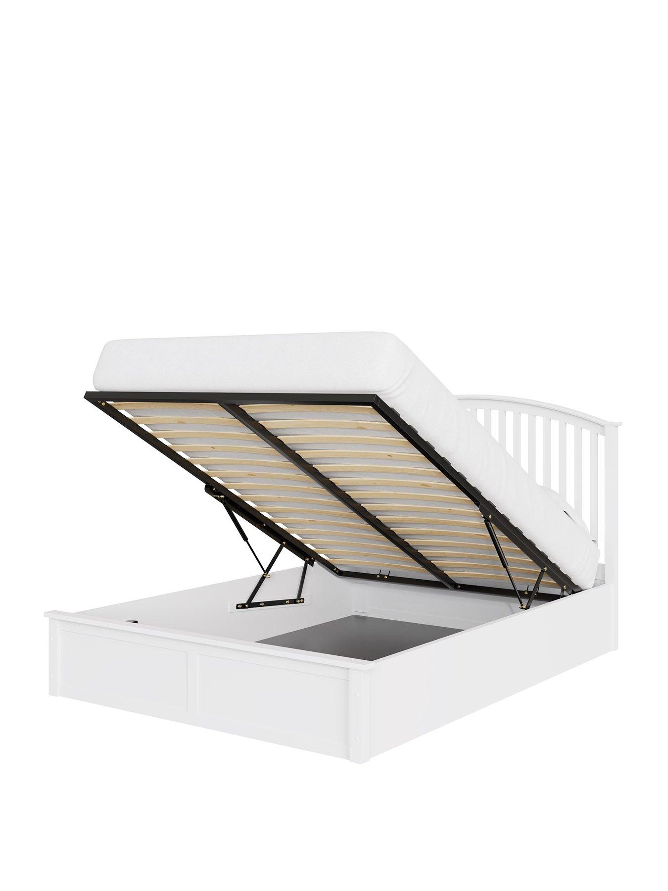 Image 2 of 6 of GFW Madrid Wooden End Lift Up Ottoman Storage Bed with Sleepycastle Mattress Options (Buy &amp; SAVE!) - White