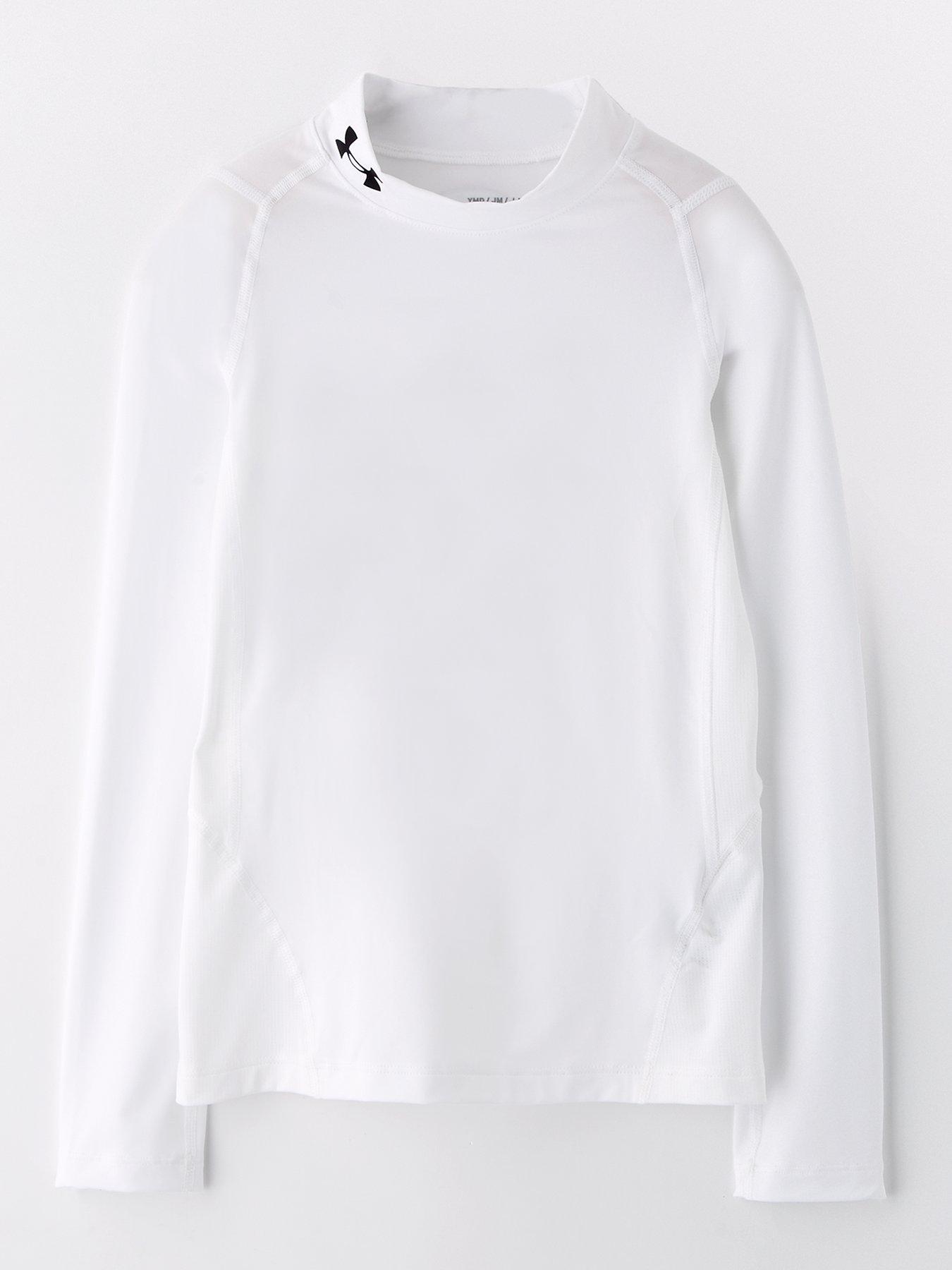  image of under-armour-junior-boys-training-heatgear-mock-long-sleeve-top-white