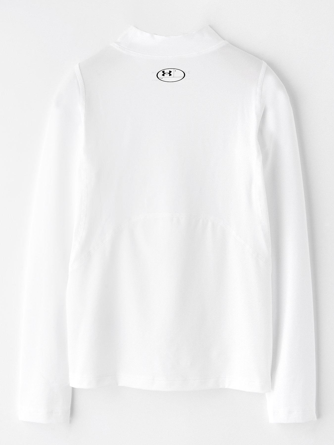  image of under-armour-junior-boys-training-heatgear-mock-long-sleeve-top-white