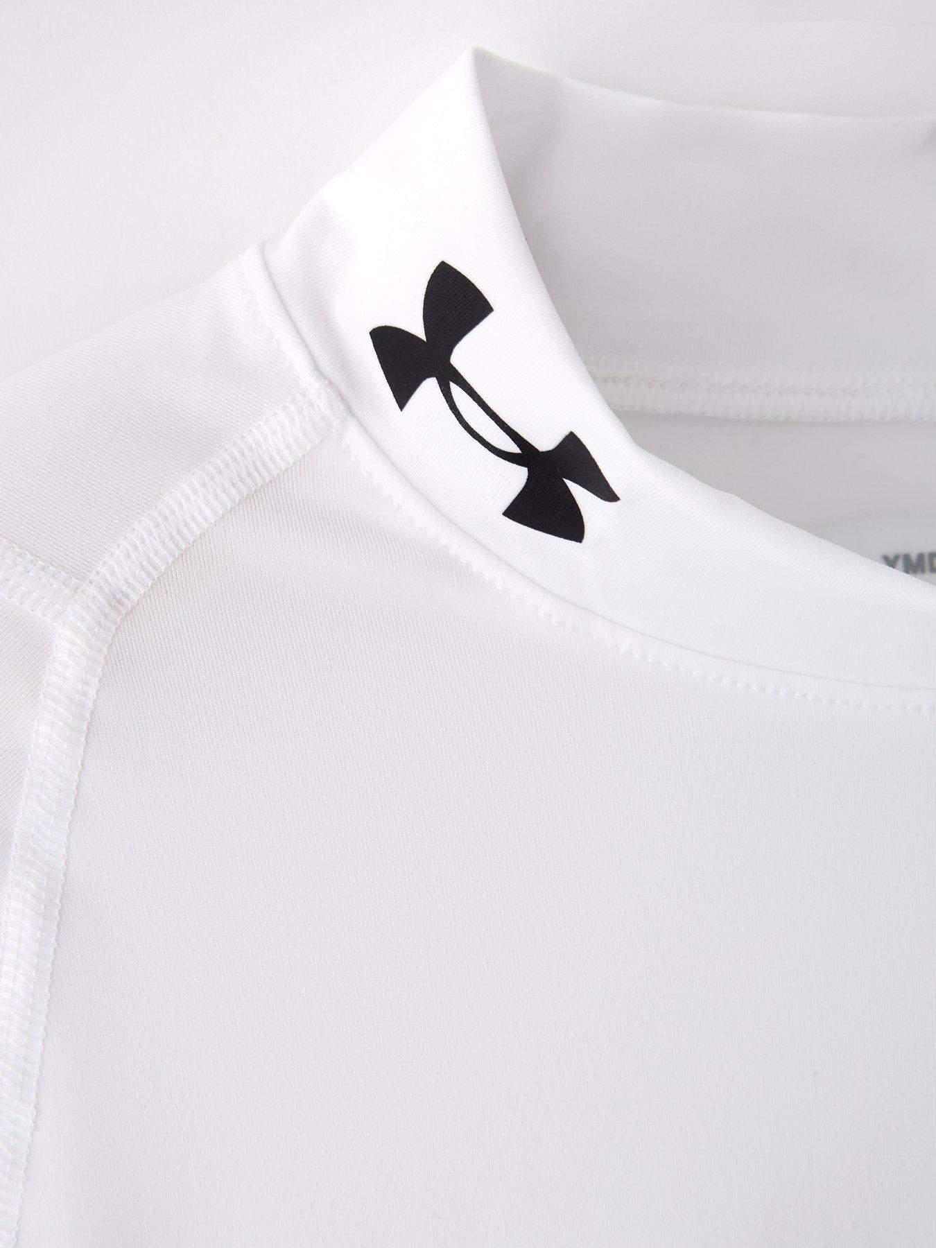  image of under-armour-junior-boys-training-heatgear-mock-long-sleeve-top-white