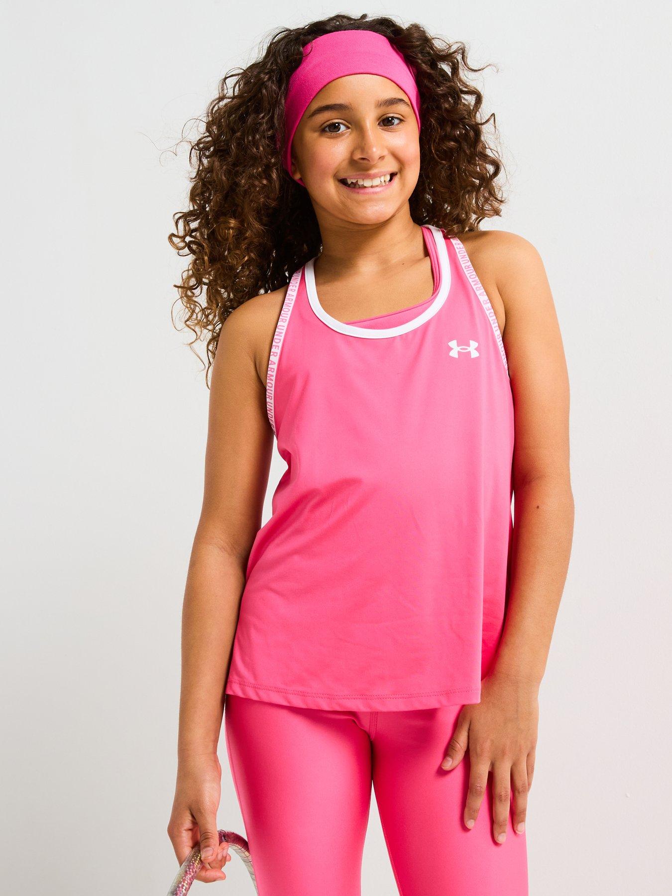  image of under-armour-junior-girls-training-tech-knockout-tank-pink