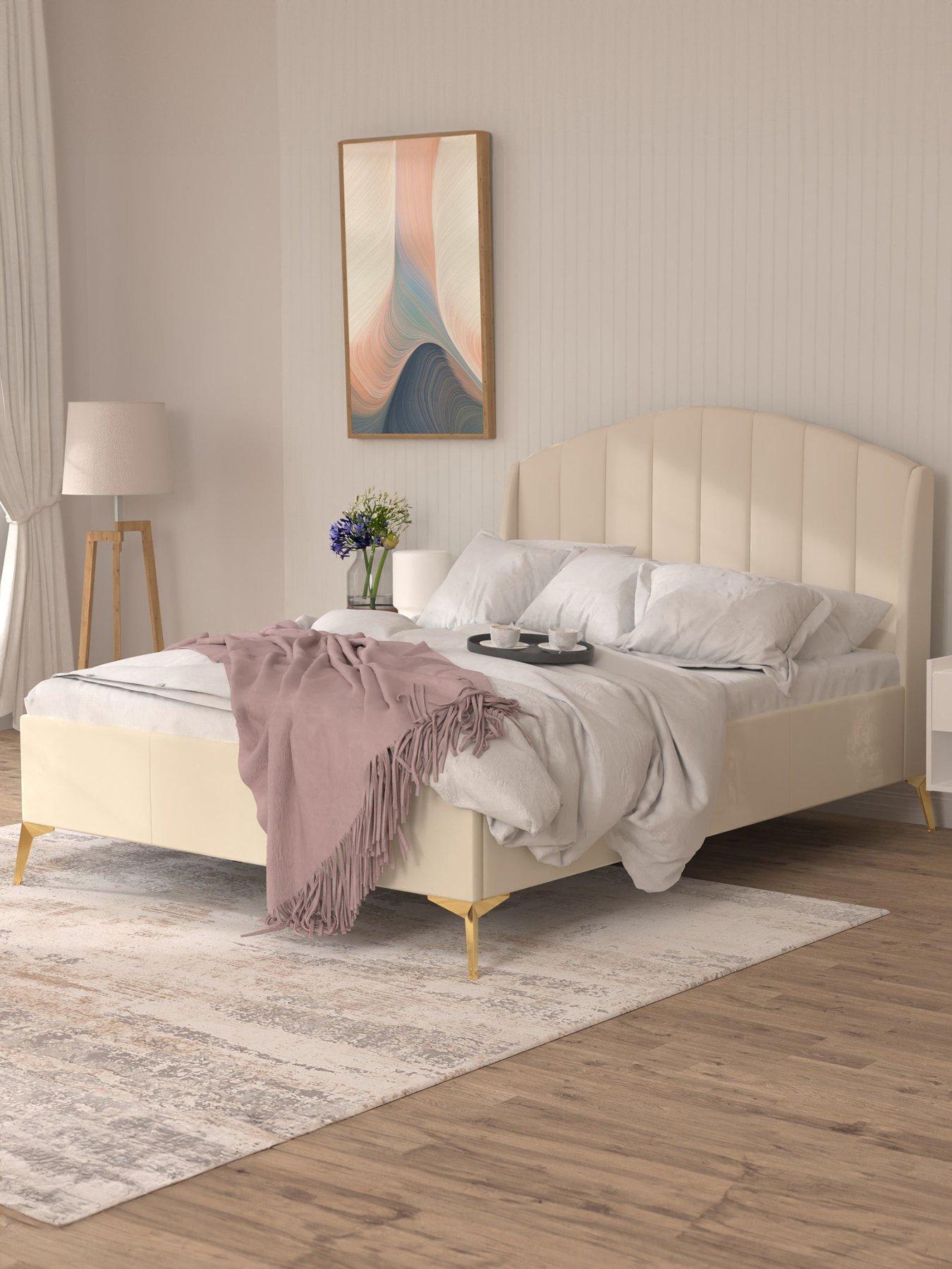  image of gfw-pettine-end-lift-up-ottoman-storage-bed-with-sleepycastle-mattress-options-buy-amp-save-cream