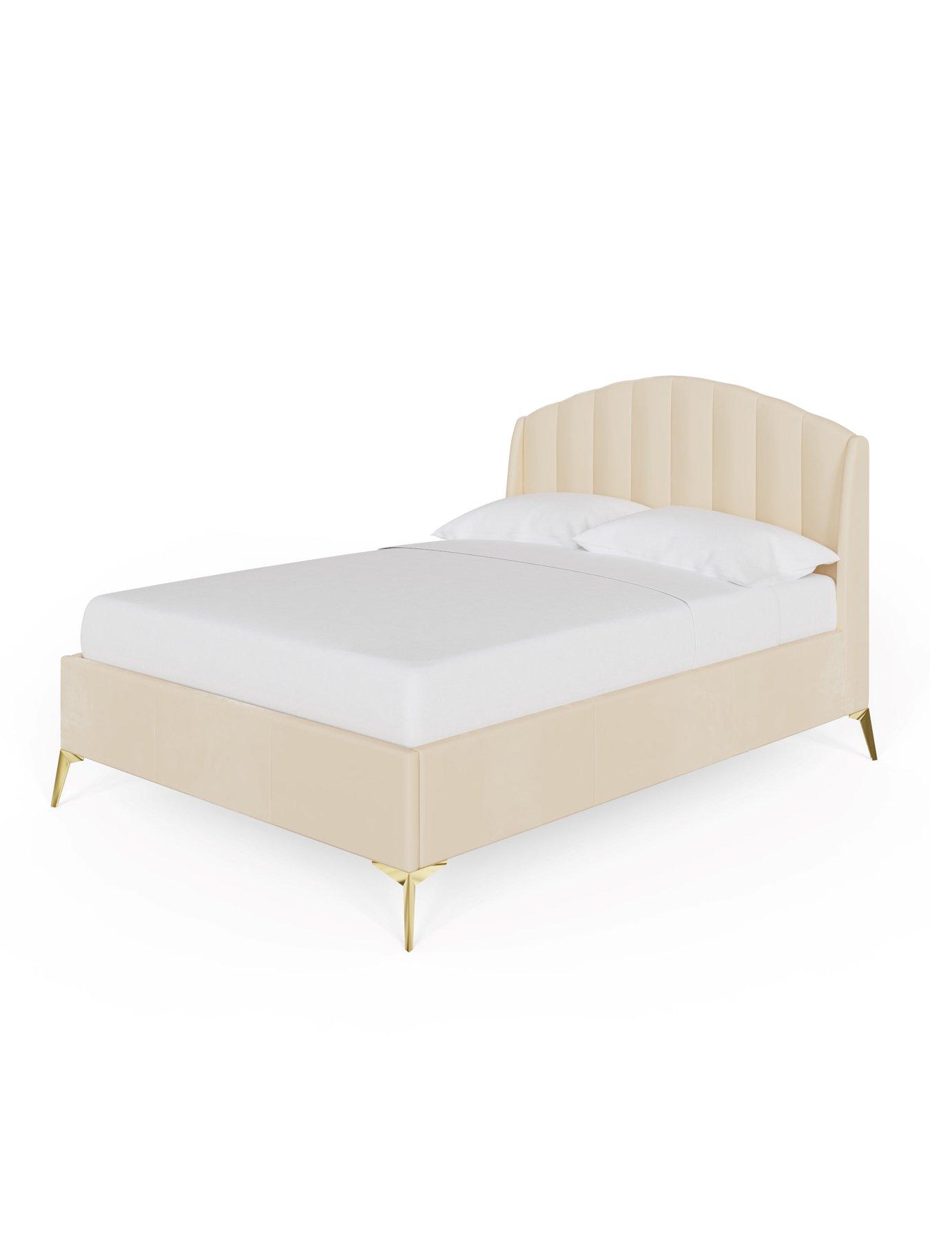  image of gfw-pettine-end-lift-up-ottoman-storage-bed-with-sleepycastle-mattress-options-buy-amp-save-cream