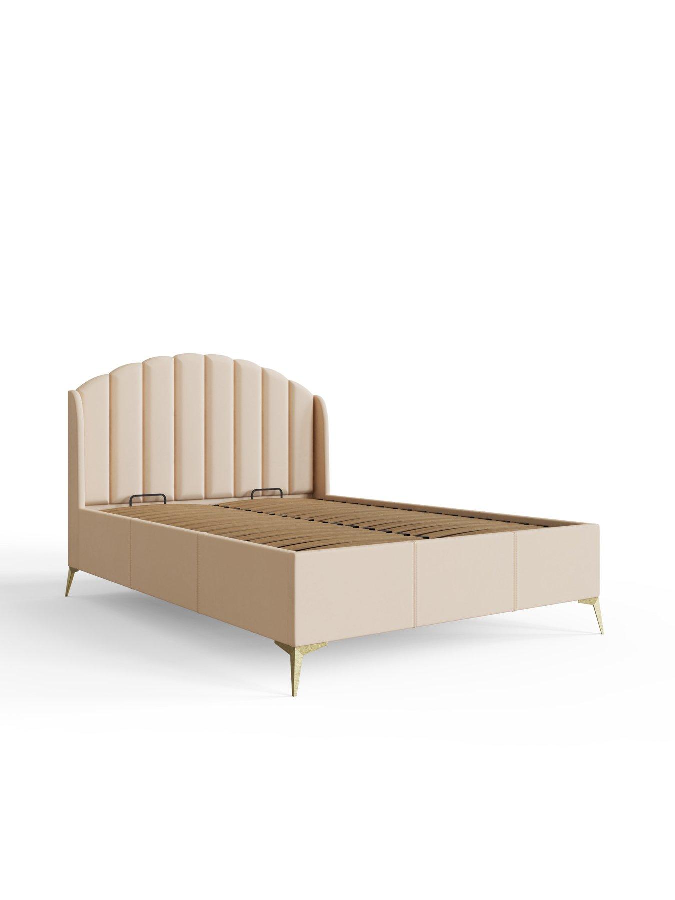 Image 3 of 7 of GFW Pettine End Lift Up Ottoman Storage Bed with Sleepycastle Mattress Options (Buy &amp; SAVE!) - Cream