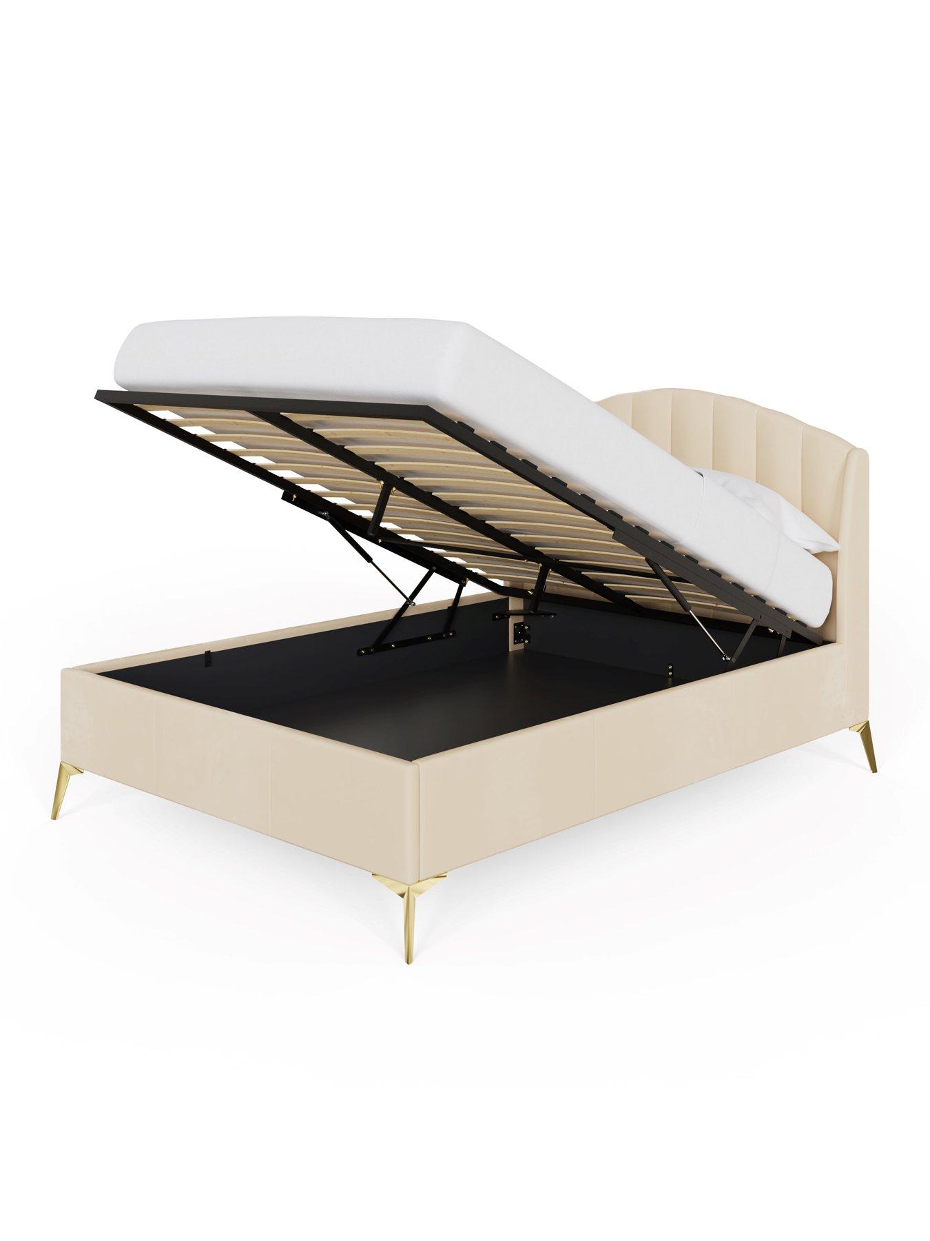  image of gfw-pettine-end-lift-up-ottoman-storage-bed-with-sleepycastle-mattress-options-buy-amp-save-cream