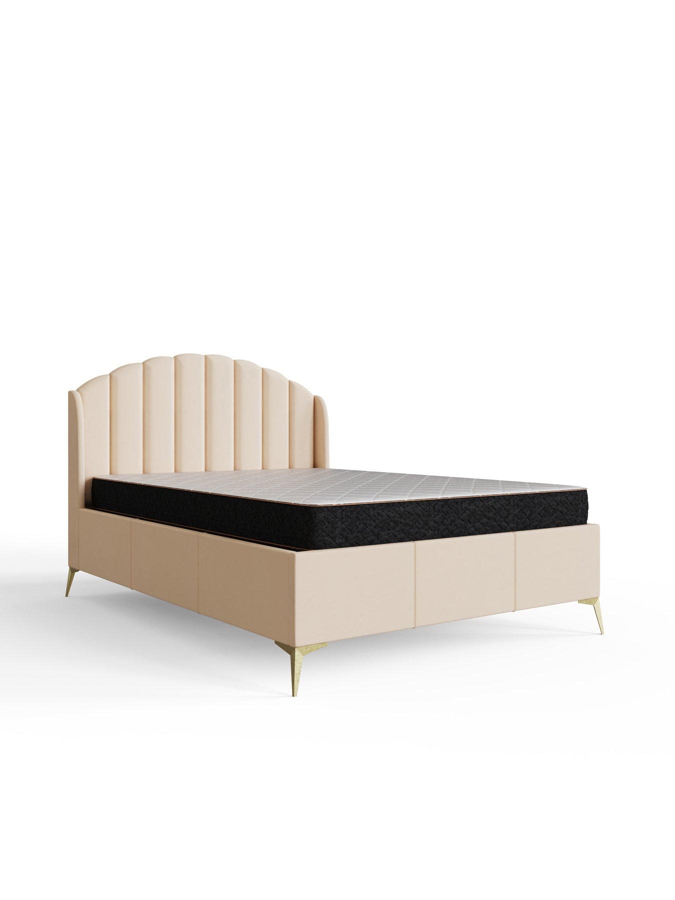 Image 4 of 7 of GFW Pettine End Lift Up Ottoman Storage Bed with Sleepycastle Mattress Options (Buy &amp; SAVE!) - Cream