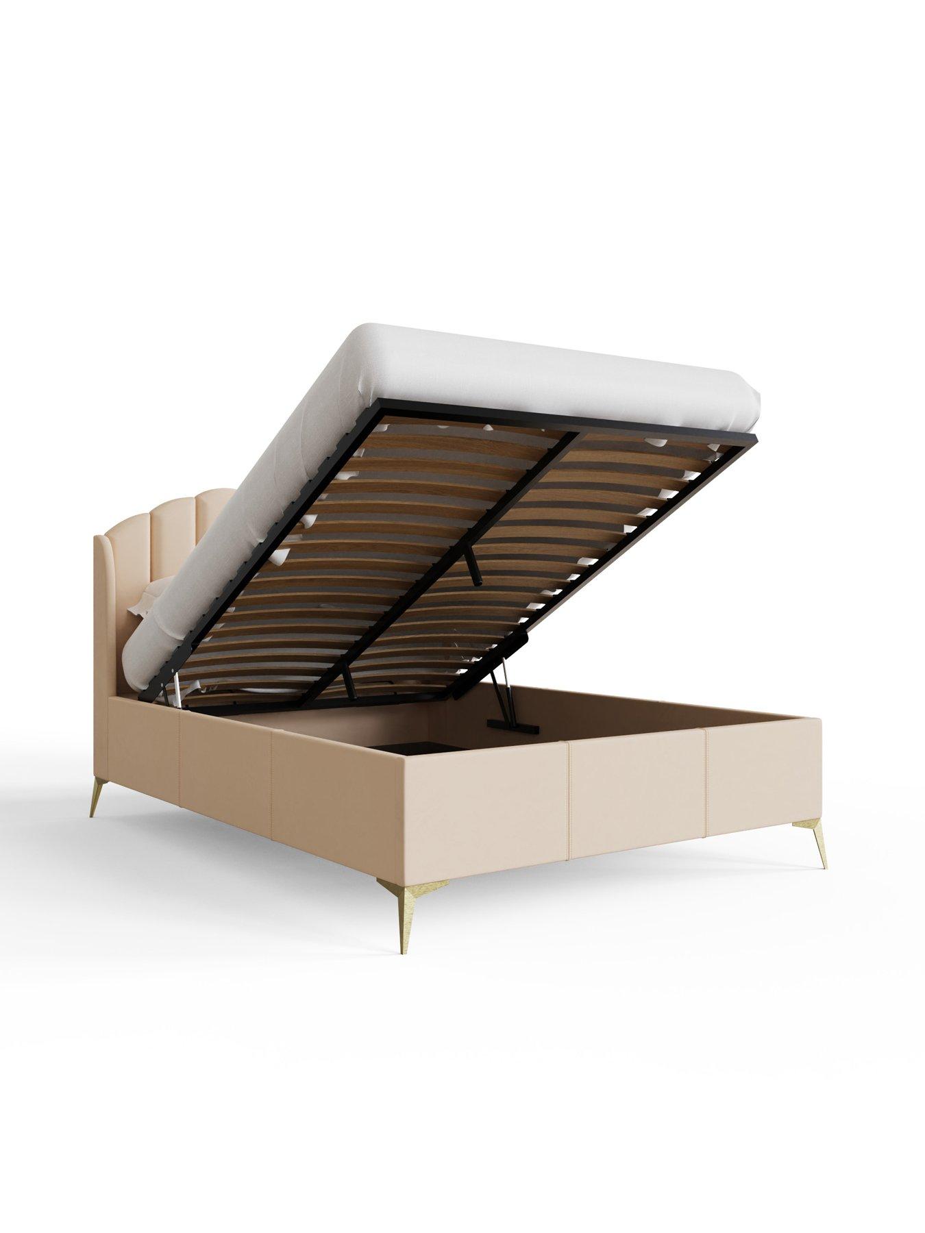 Image 6 of 7 of GFW Pettine End Lift Up Ottoman Storage Bed with Sleepycastle Mattress Options (Buy &amp; SAVE!) - Cream