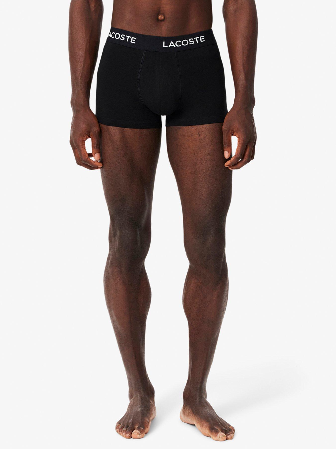  image of lacoste-5-pack-stretch-cotton-logo-waist-trunks-black