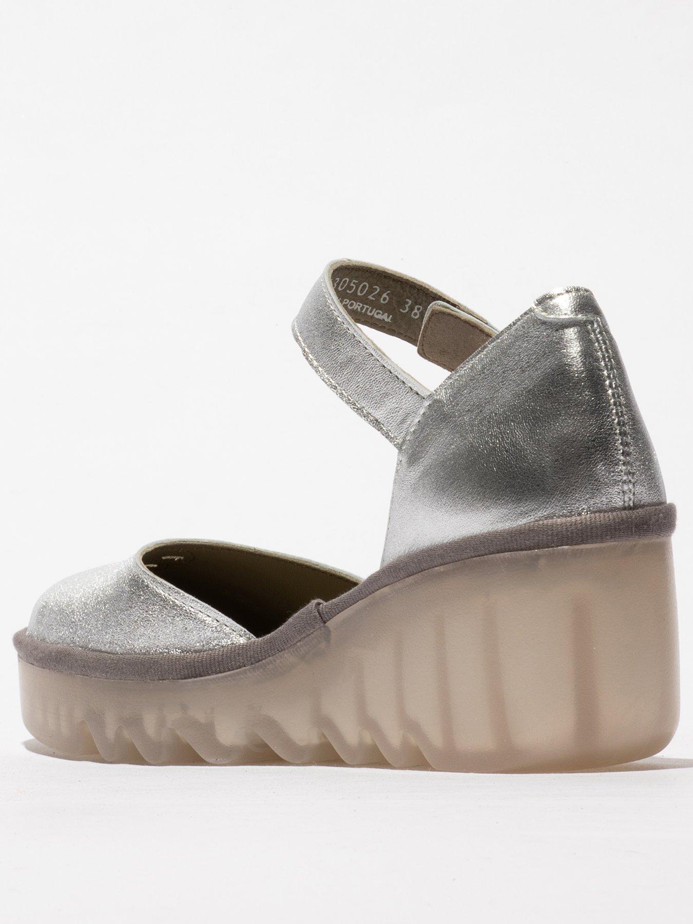  image of fly-london-biso-round-toe-wedge-shoe-silver