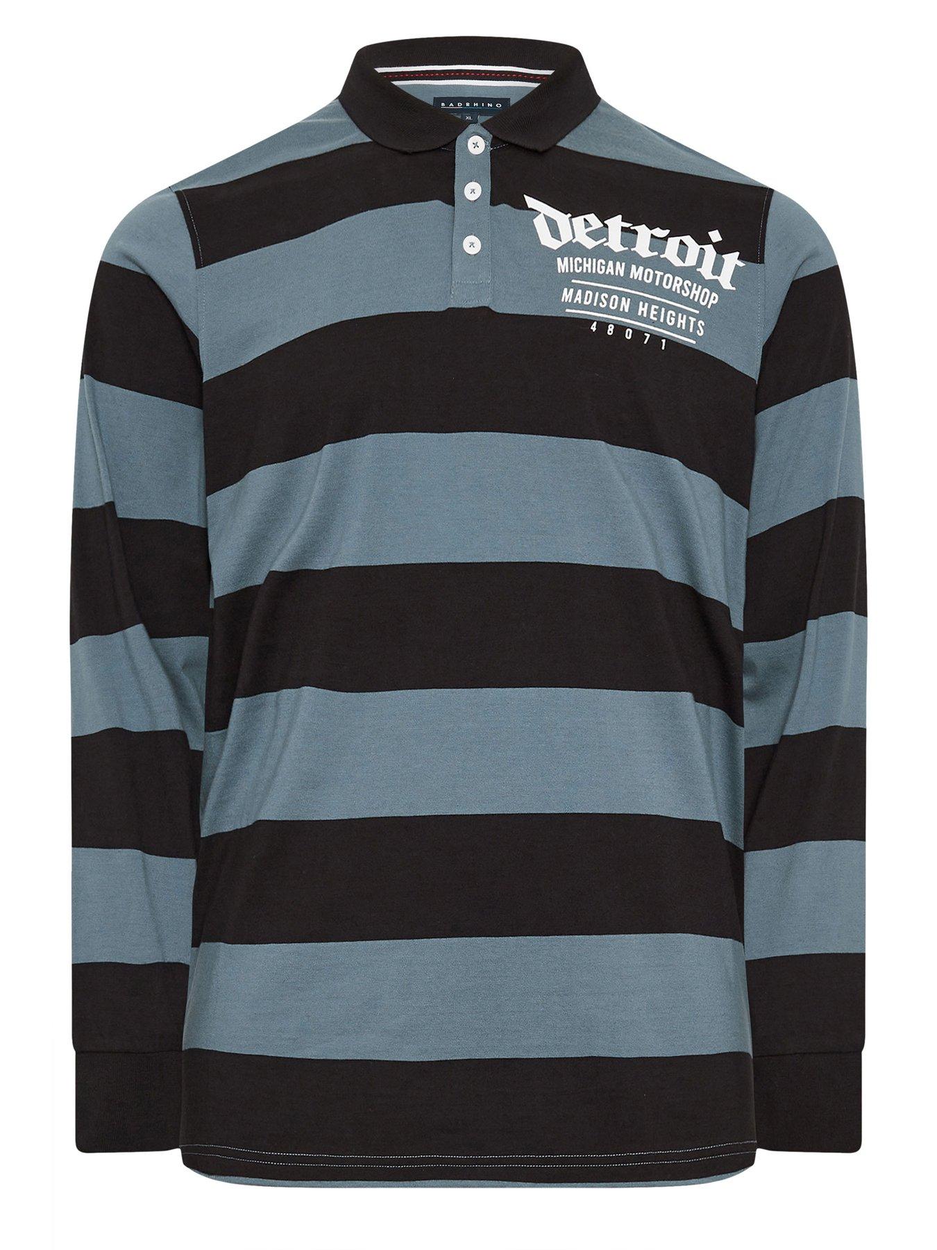  image of badrhino-long-sleeve-rugby-polo-shirt-blue