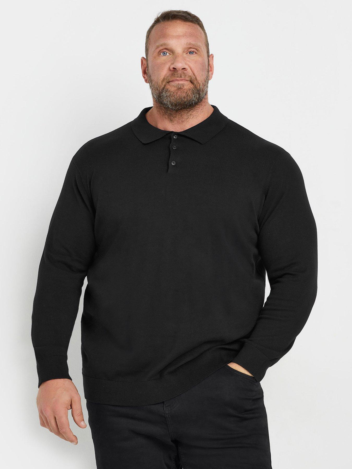 badrhino-long-sleeve-knitted-polo-shirt-black
