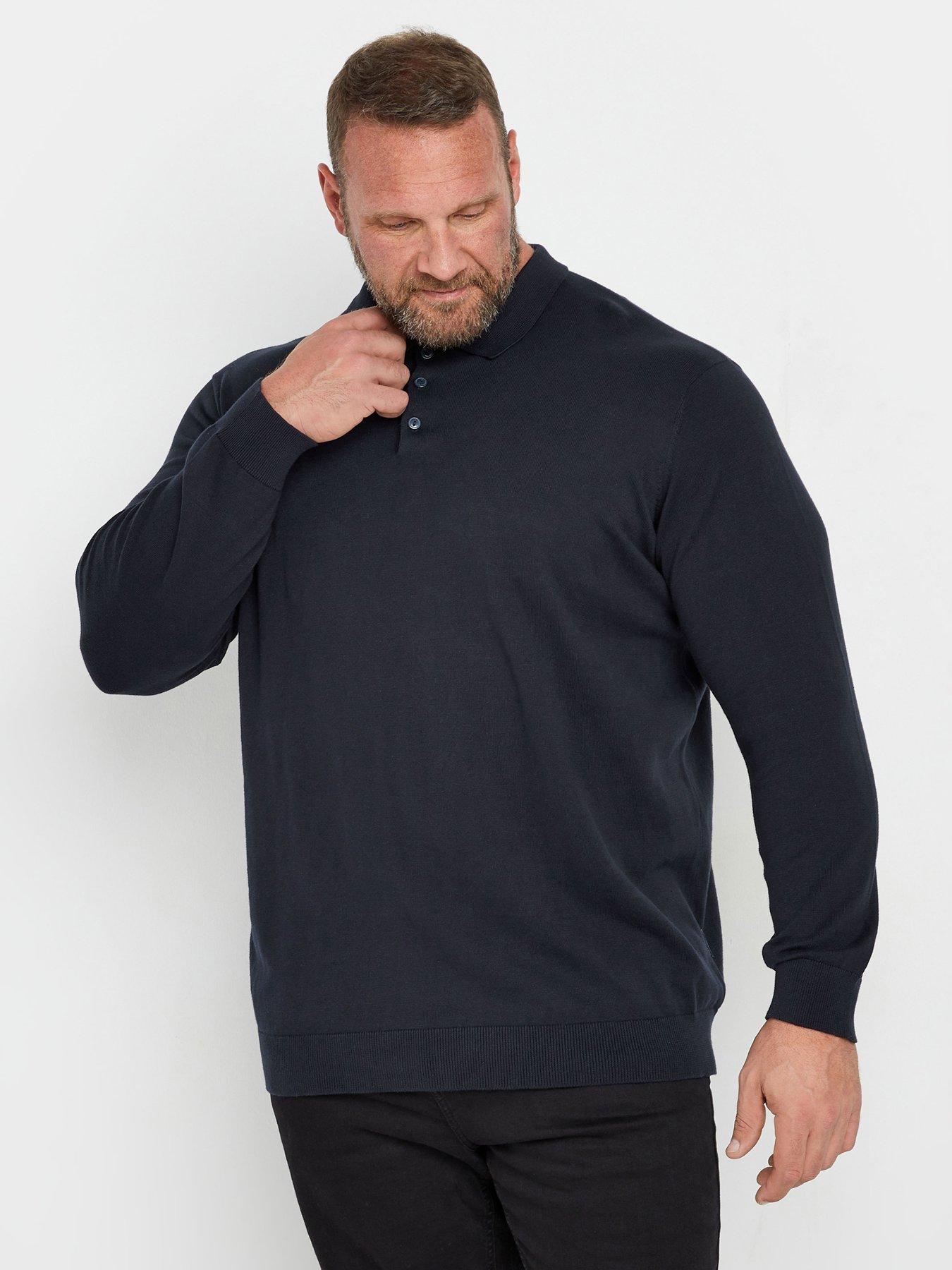 badrhino-long-sleeve-knitted-polo-shirt-blue