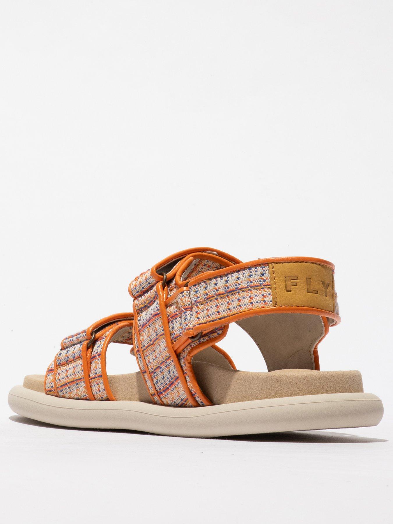  image of fly-london-paav-velcro-strap-sandal-orange