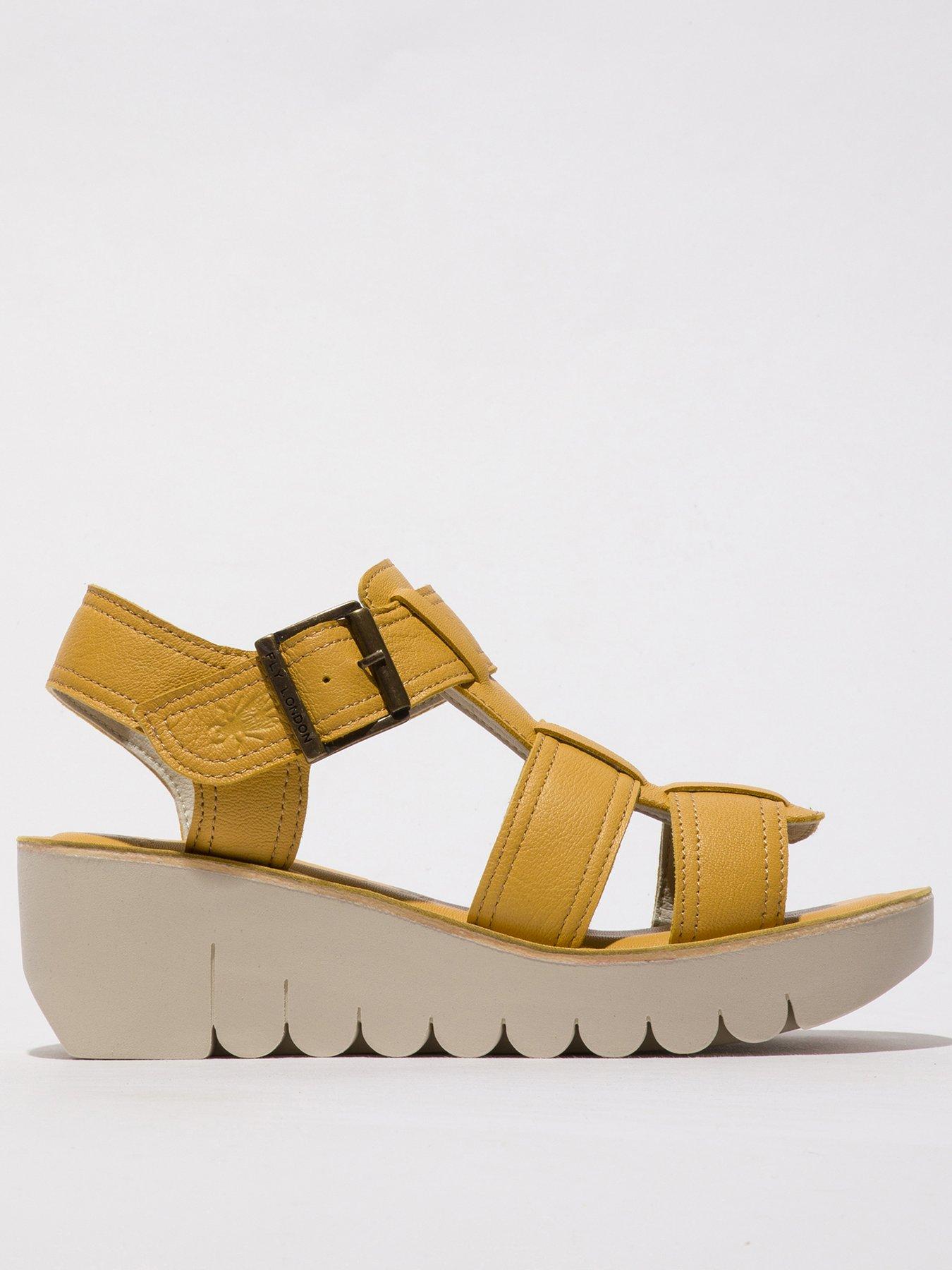 Fly London Yudd Leather Wedge Sandal - Orange