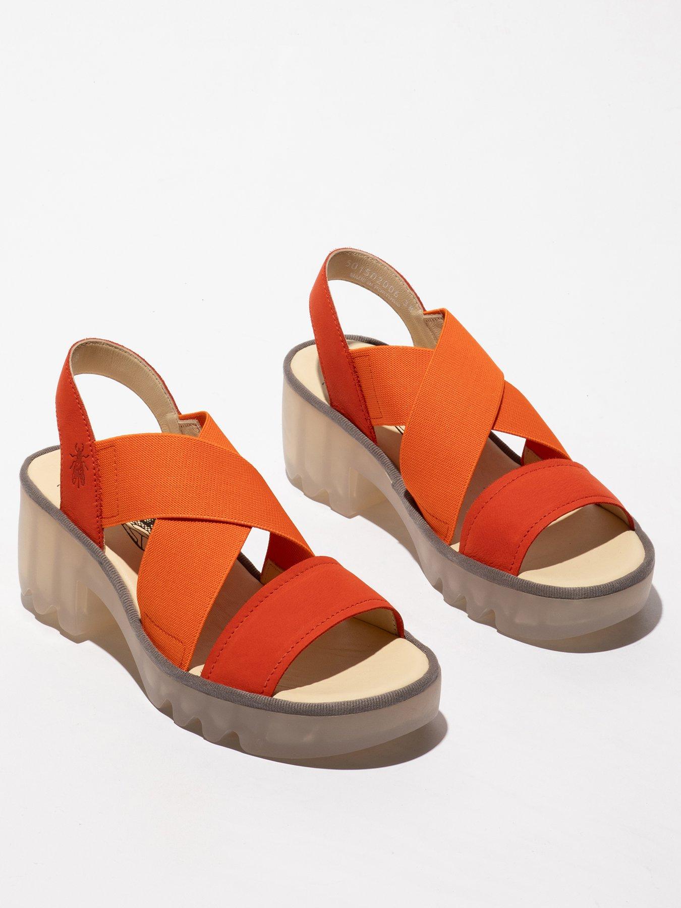  image of fly-london-taji-leather-heeled-sandal-orange